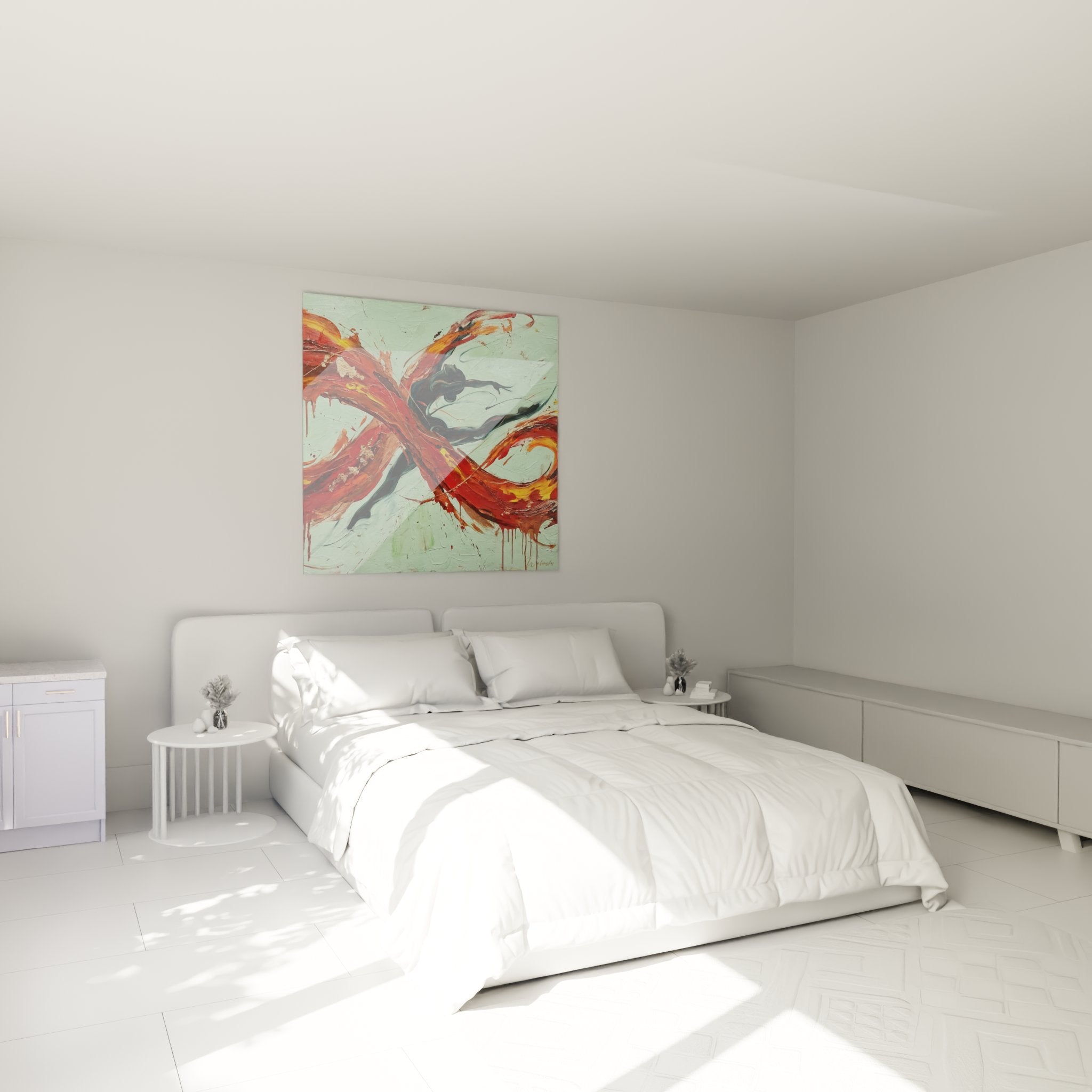 Decoration murale abstraite chambre moderne tableau mouvement fluide couleurs vives
