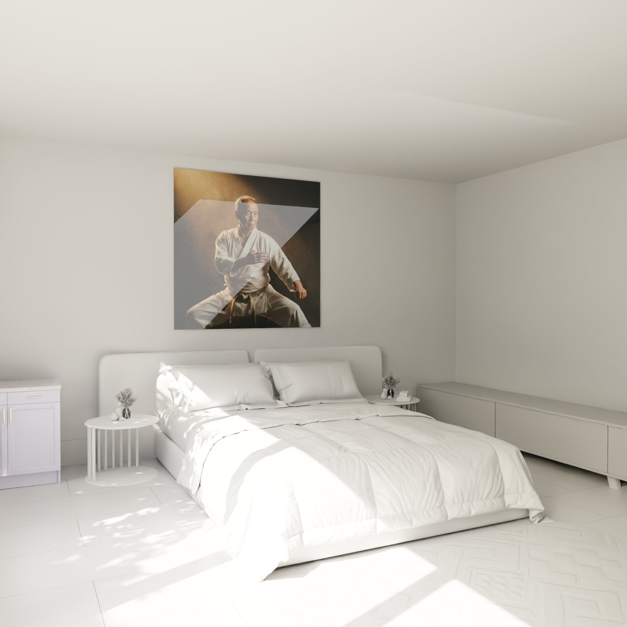 Décoration murale karaté dans chambre - maître en méditation créant une ambiance zen et spirituelle