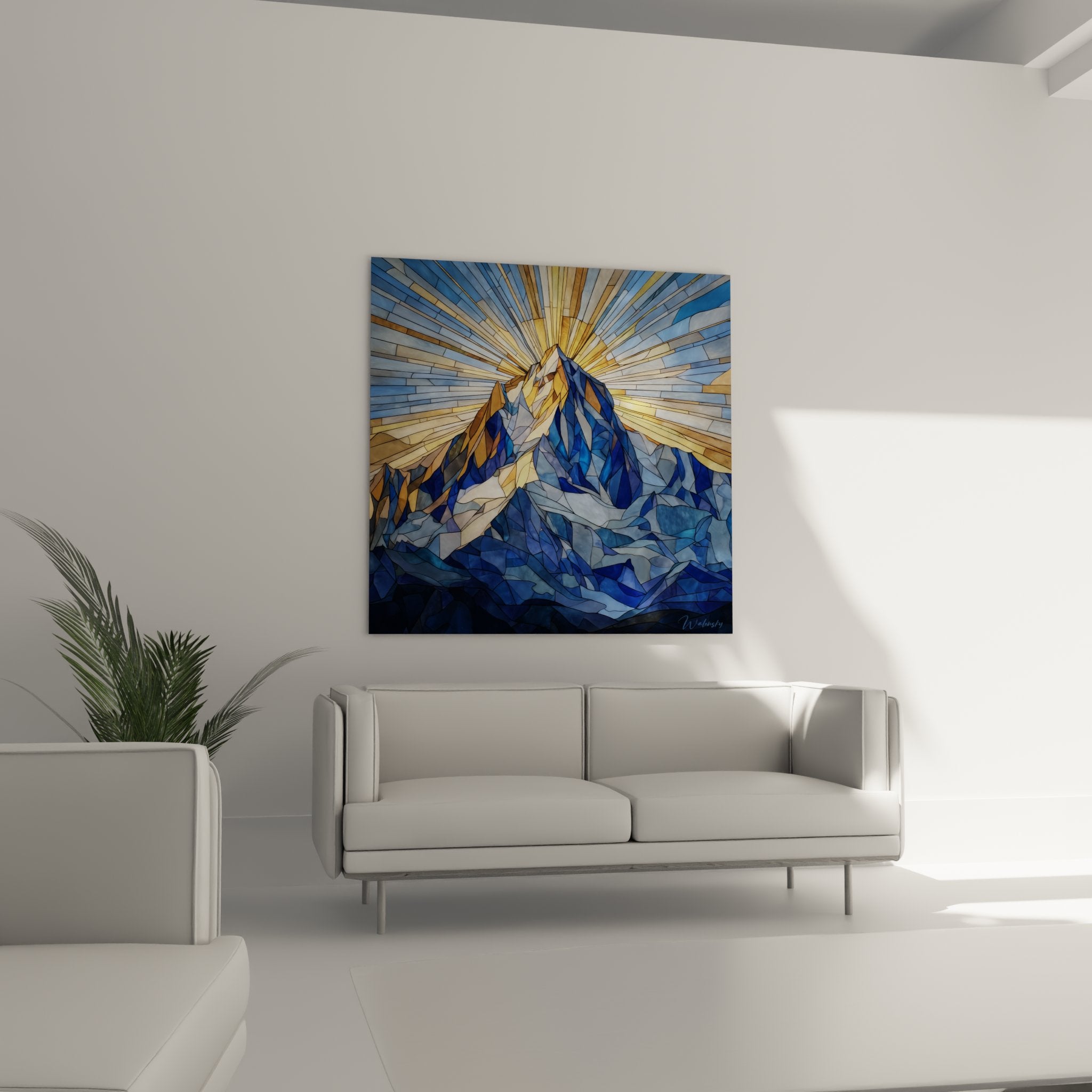 Alpine Mosaic Mountain Art - Golden Rays | The Alps