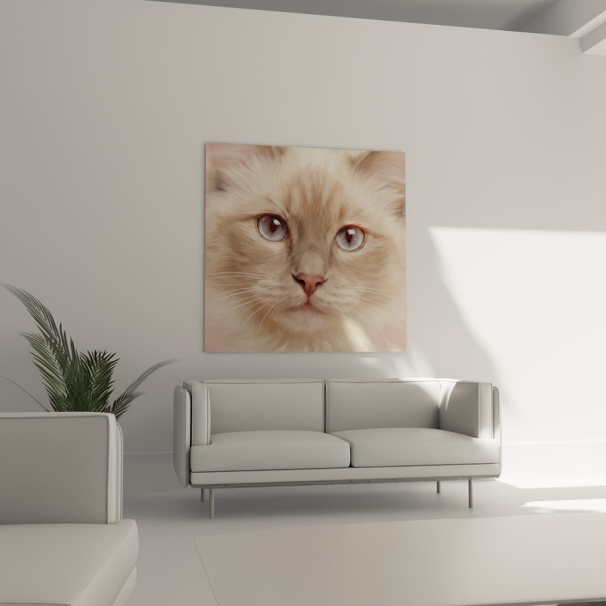Primo piano sui dettagli del quadro gatto balinese che mostra la finezza del mantello e l'intensità dello sguardo