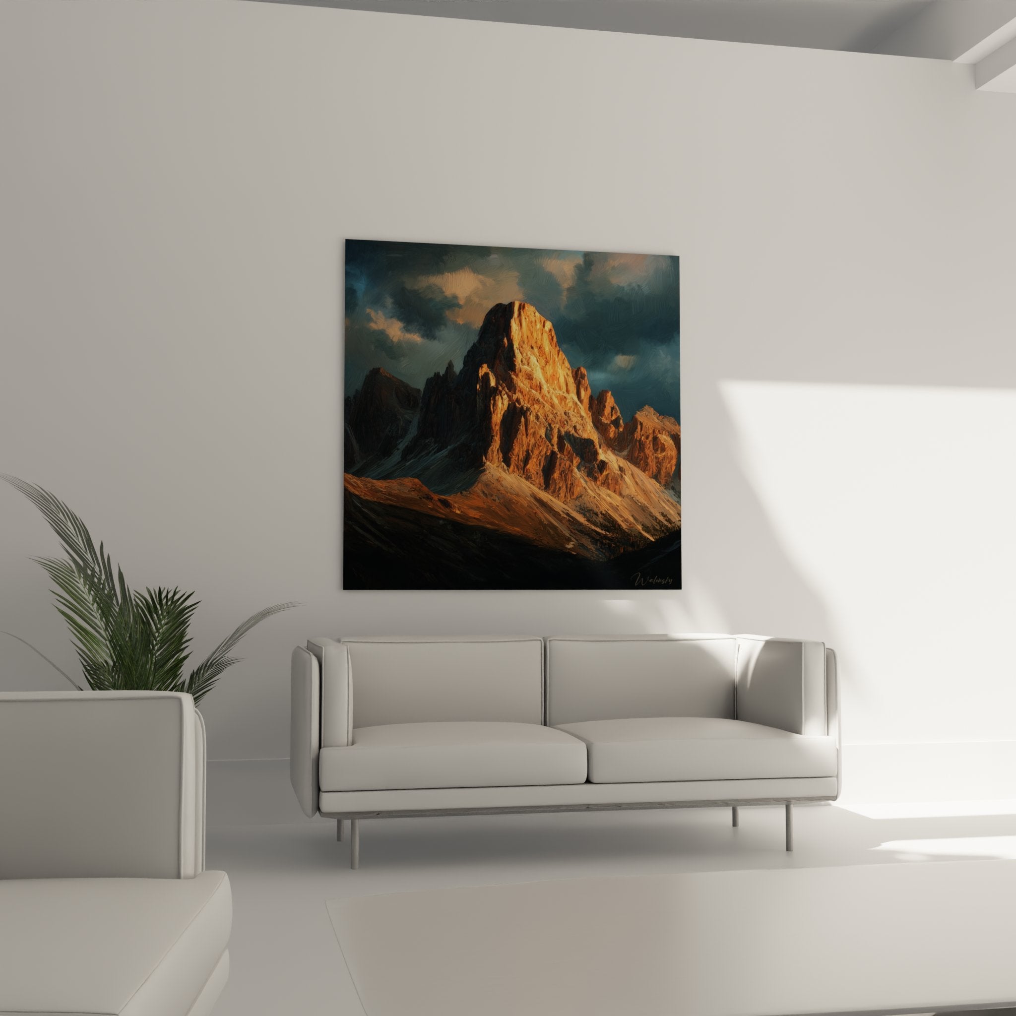 Dettaglio ravvicinato quadro Dolomiti texture roccia calcarea e sfumature colori caldi alpenglow montagna