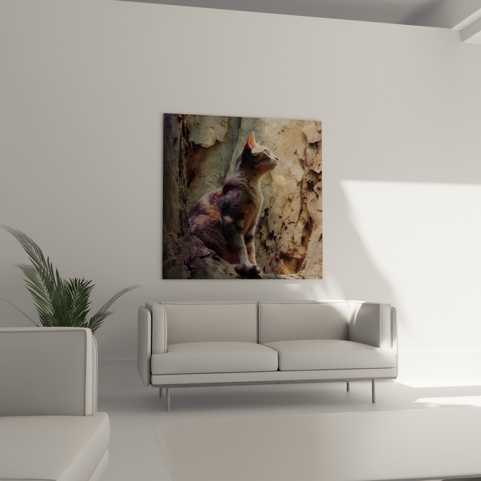 Dettaglio del quadro gatto Sokoke che mostra la texture artistica e le sfumature di colore del mantello