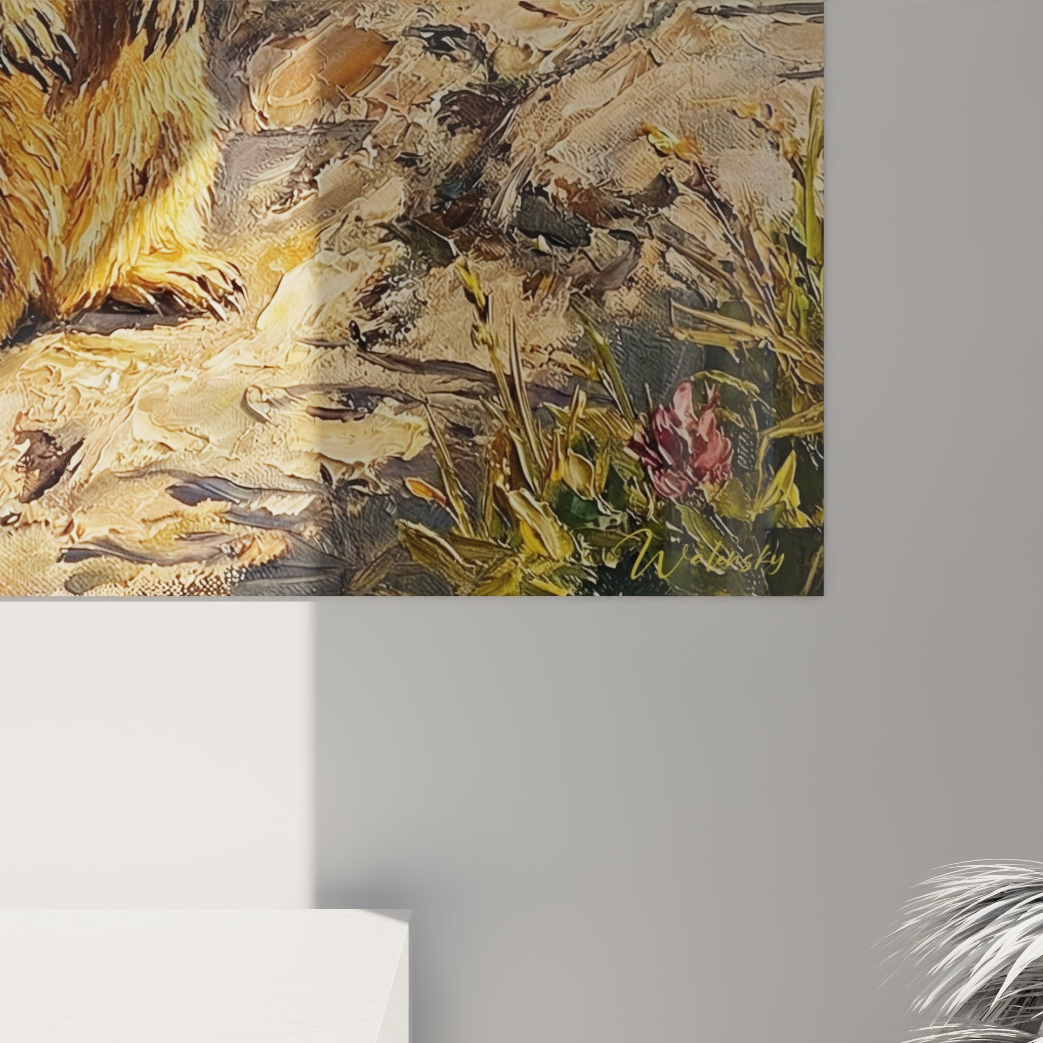 Gesamtansicht Alpen-Murmeltier-Gemälde Wanddekoration Innendeko Bergthema Natur