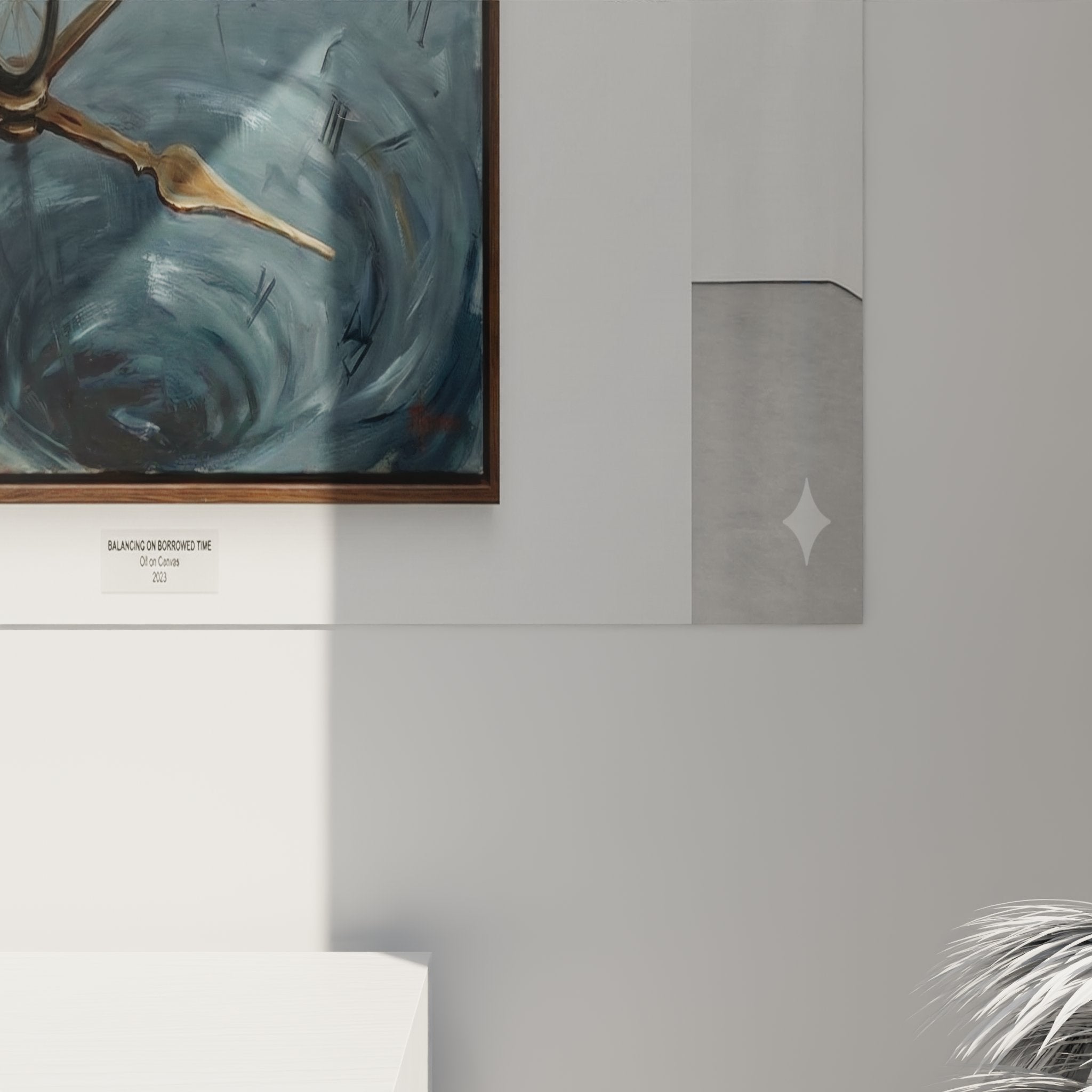 Vue d'ensemble tableau cirque monocycle temps, horloge surréaliste chiffres romains, art mural décoratif