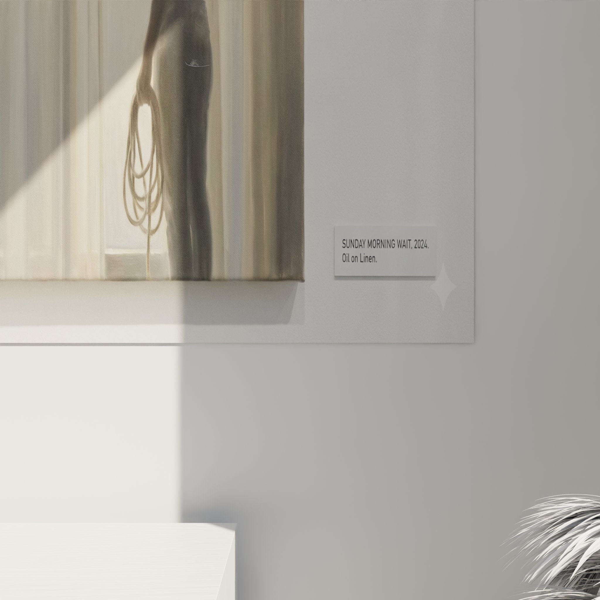 Vue d'ensemble du tableau mural femme corde à sauter dans un intérieur contemporain lumineux