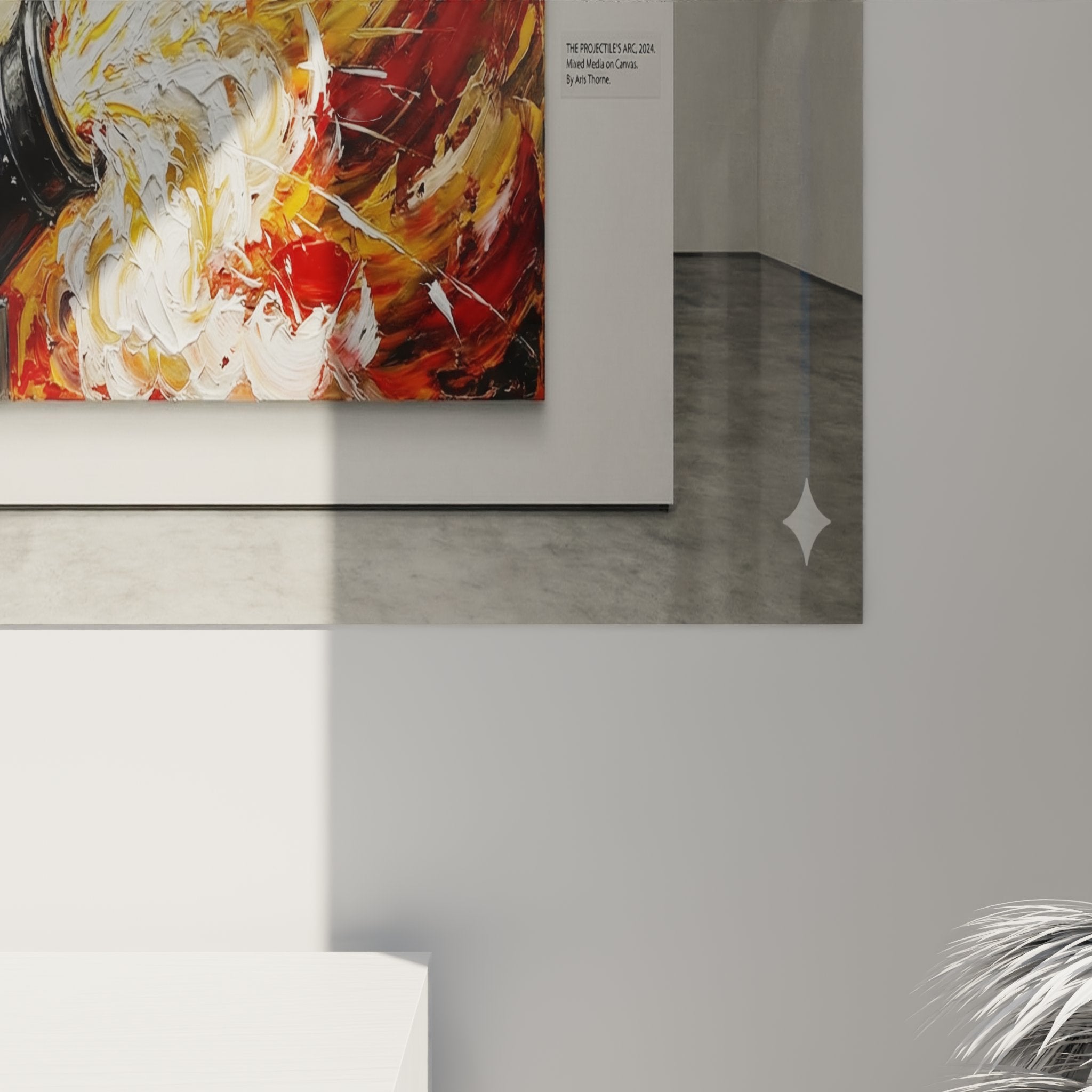 Vue ensemble tableau canon cirque explosion flammes fumee composition dynamique art mural decoratif