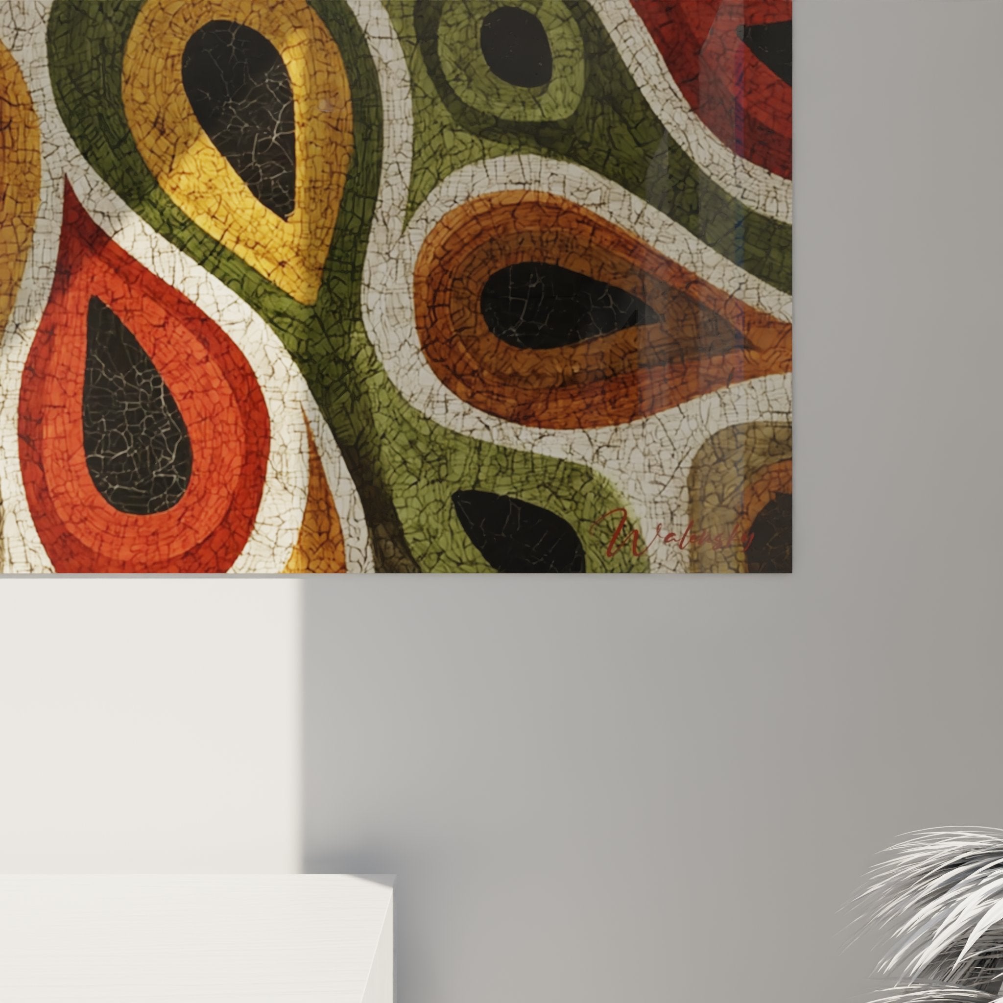 Gesamtansicht afrikanisches Mosaik-Gemälde mit ethnischen Mustern Wanddekoration afrikanische abstrakte Kunst