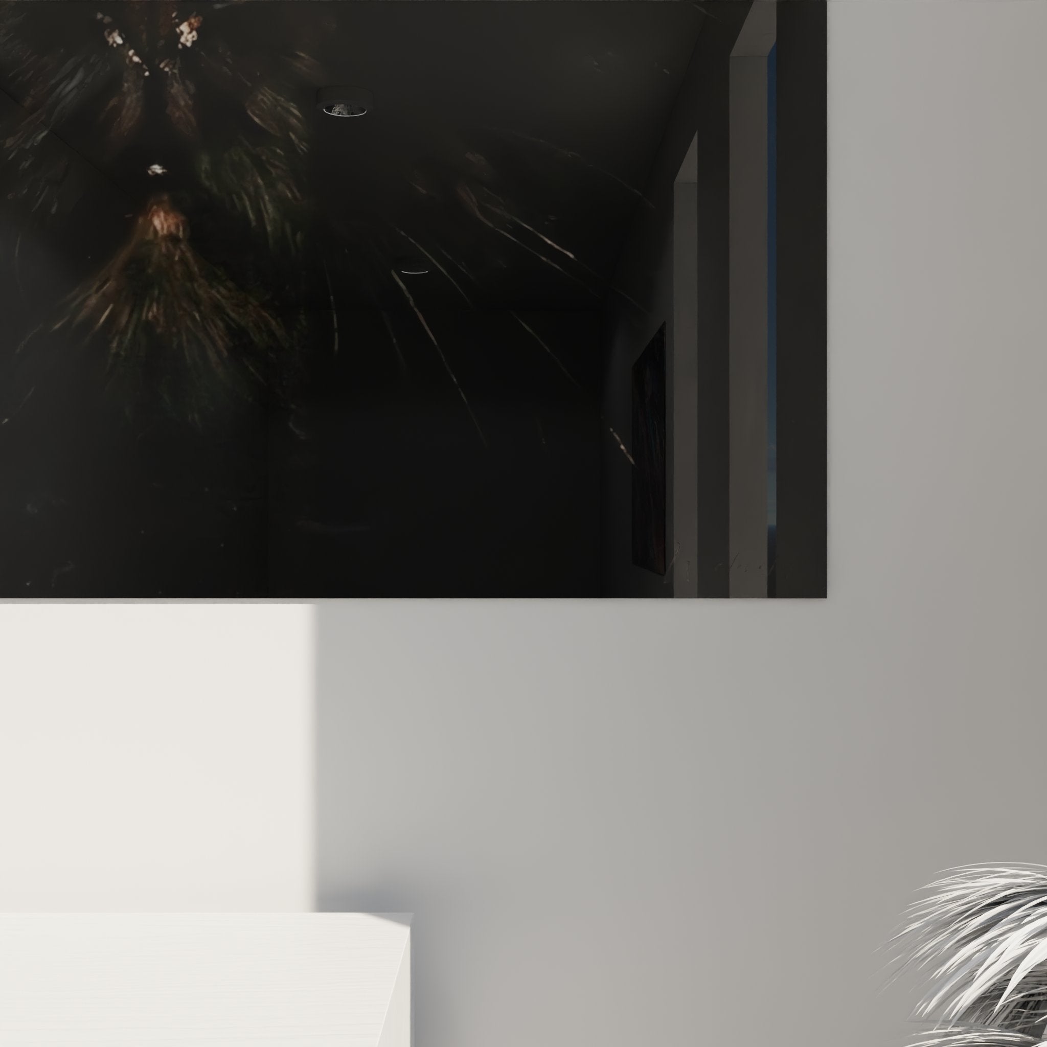 Vista d'insieme quadro murale gatto nero, decorazione moderna arte felina, sguardo intenso occhi ramati Exotic Shorthair