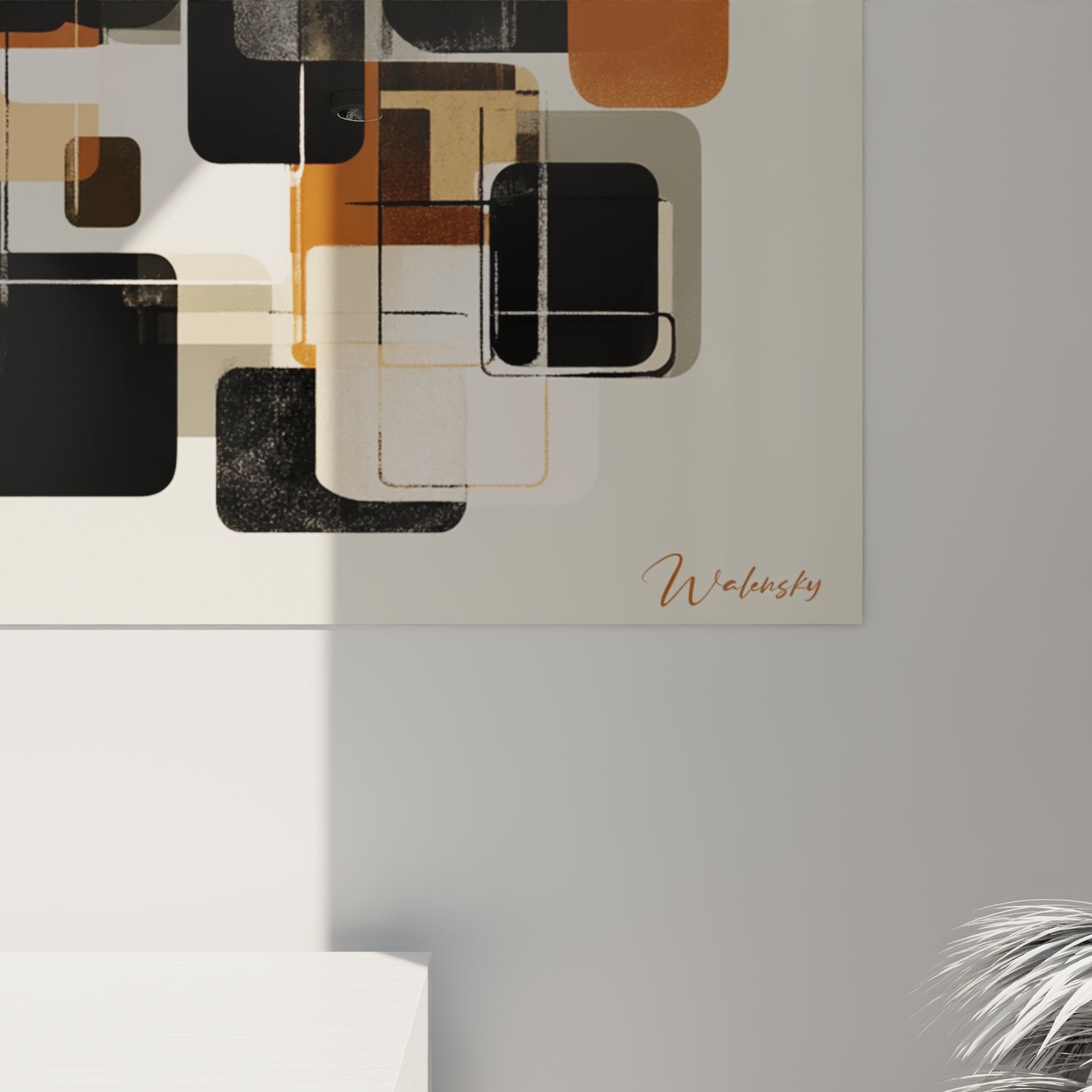 Overall view wall art modern geometric shapes abstract African art contemporary interior decoration