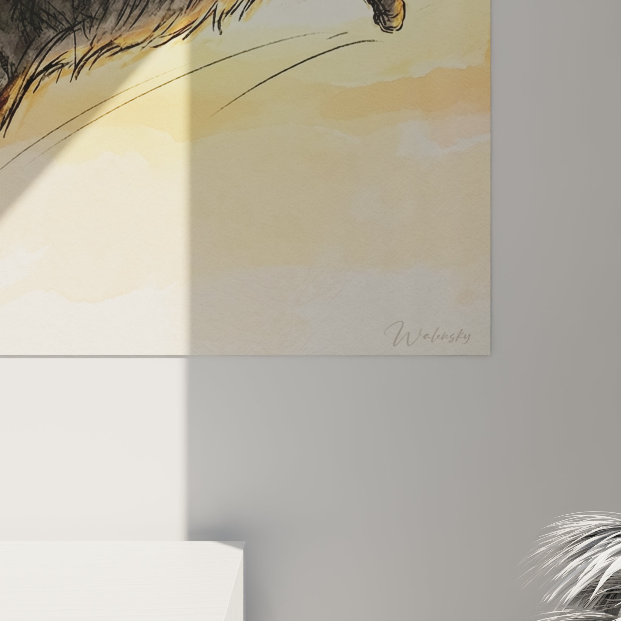 Übersicht des Norwegian Forest Cat Katzenbildes in einem zeitgenössischen Wohnzimmer mit nordischem Flair