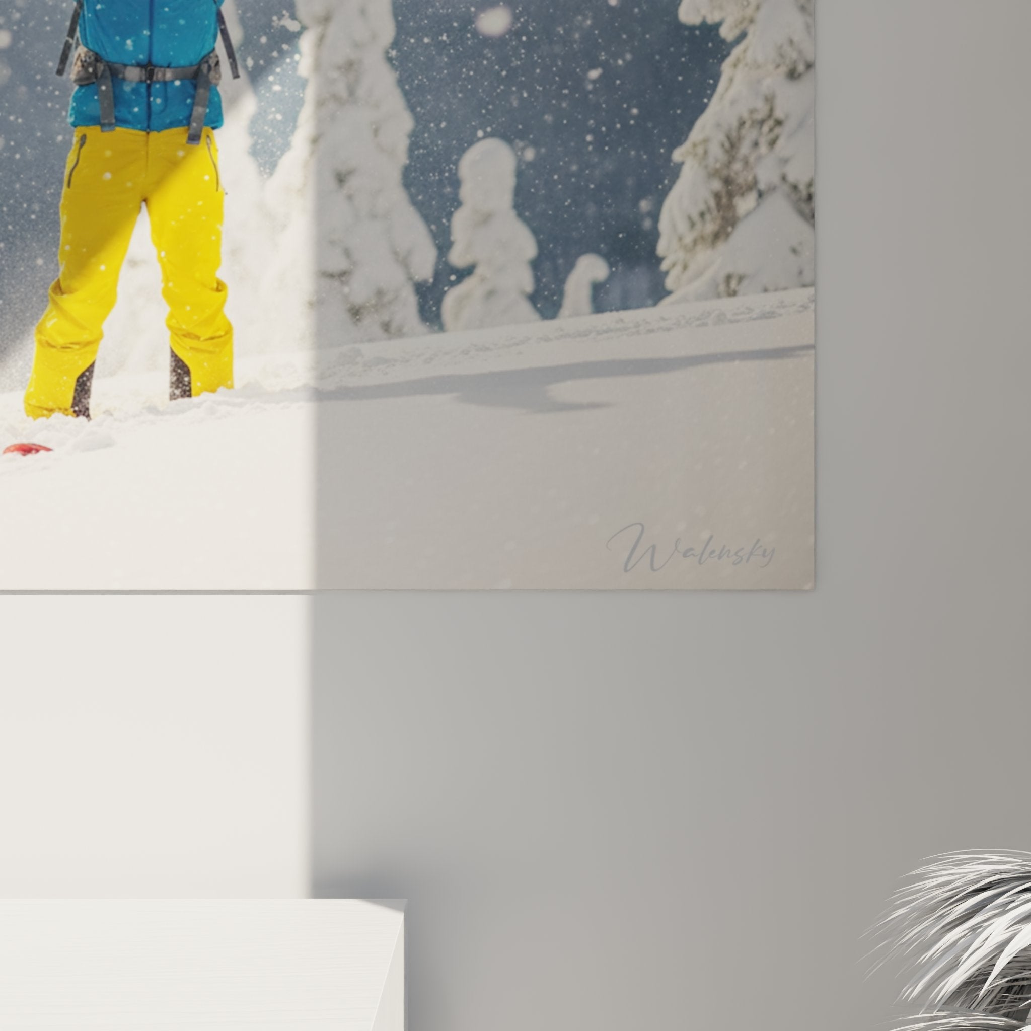 Vue ensemble tableau skieur montagne salon decoration murale sports hiver design