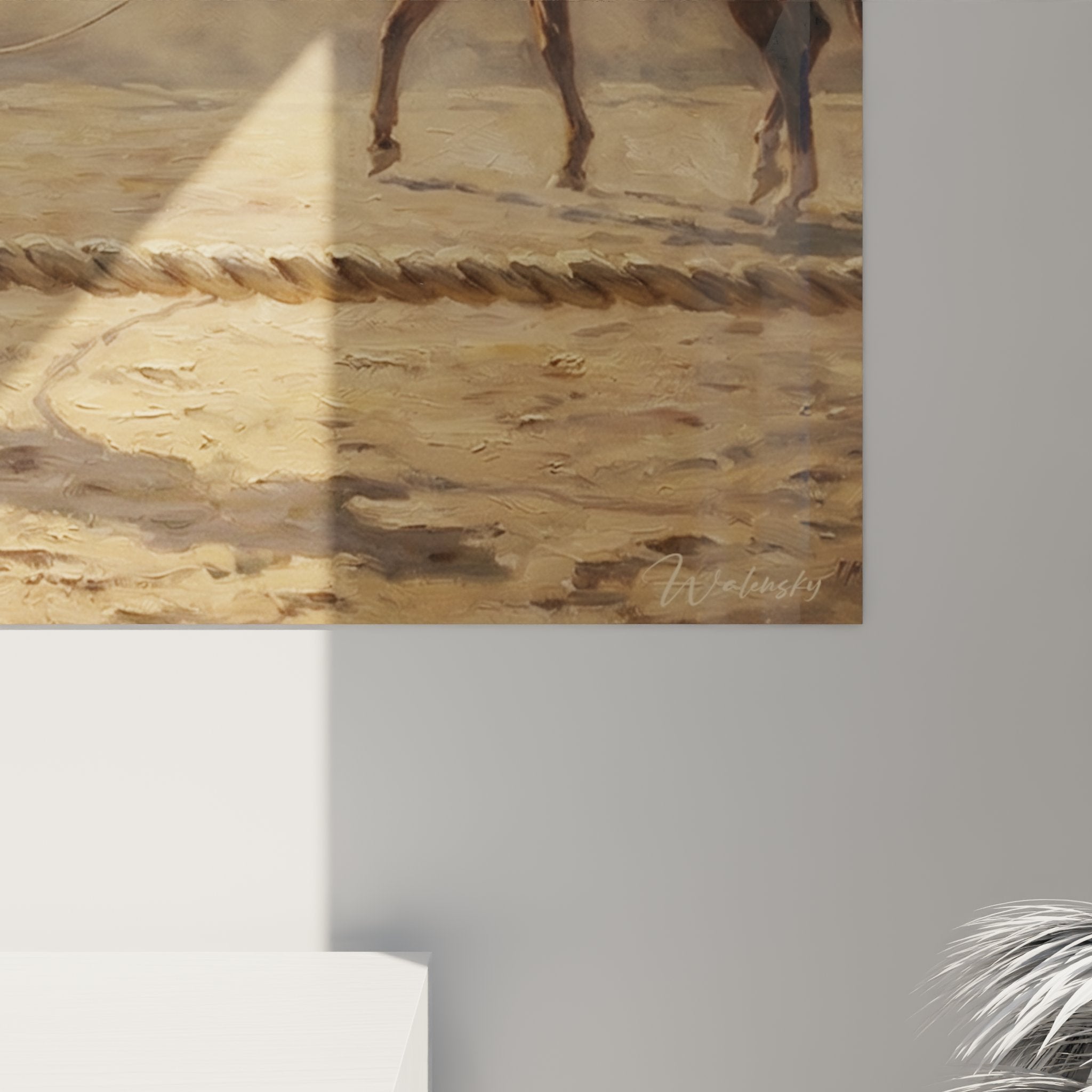 Vista d'insieme quadro western equitazione cavallo decorazione murale arte equestre cowboy autentica