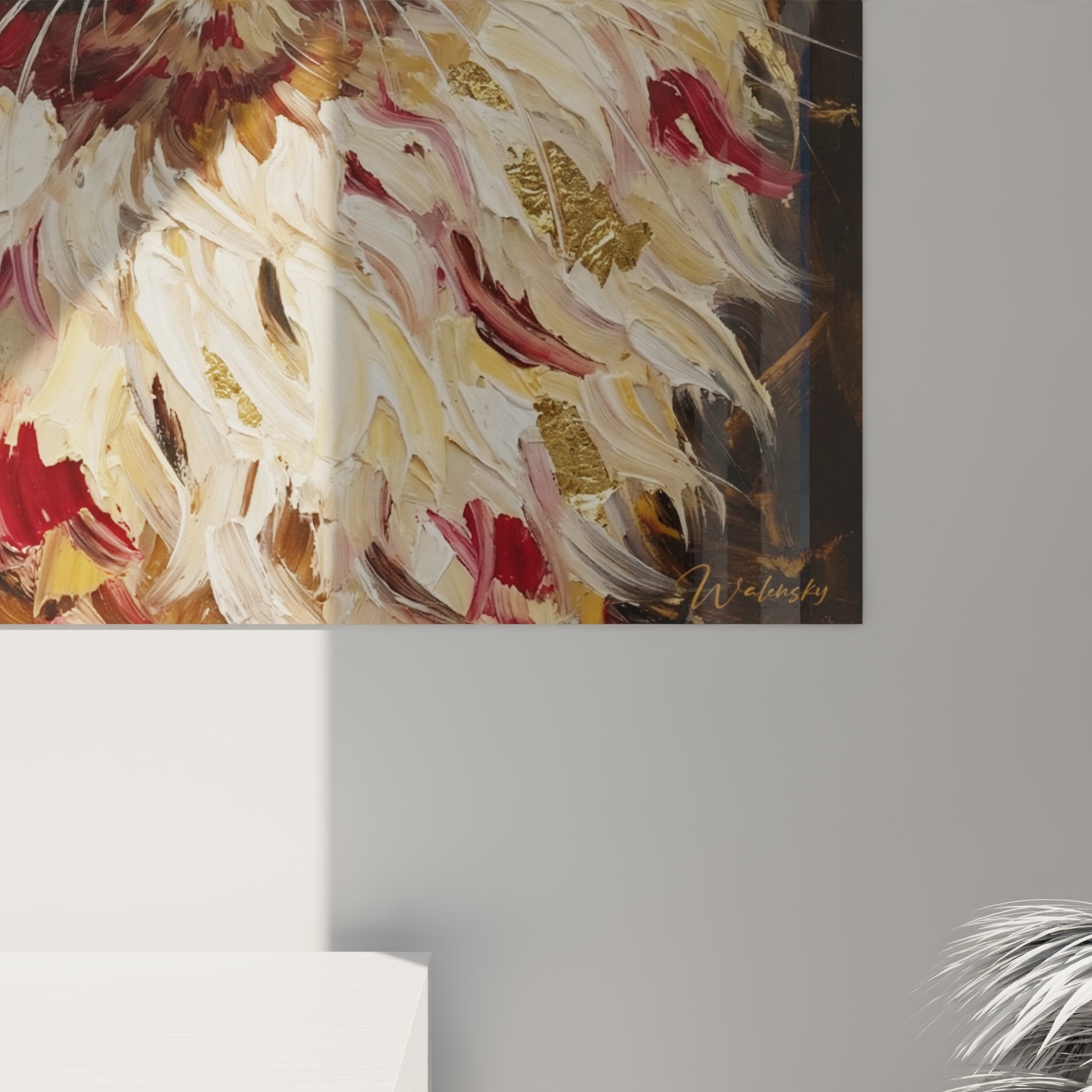 Vue d'ensemble tableau mural chat Himalayan décoration intérieure style contemporain yeux bleus