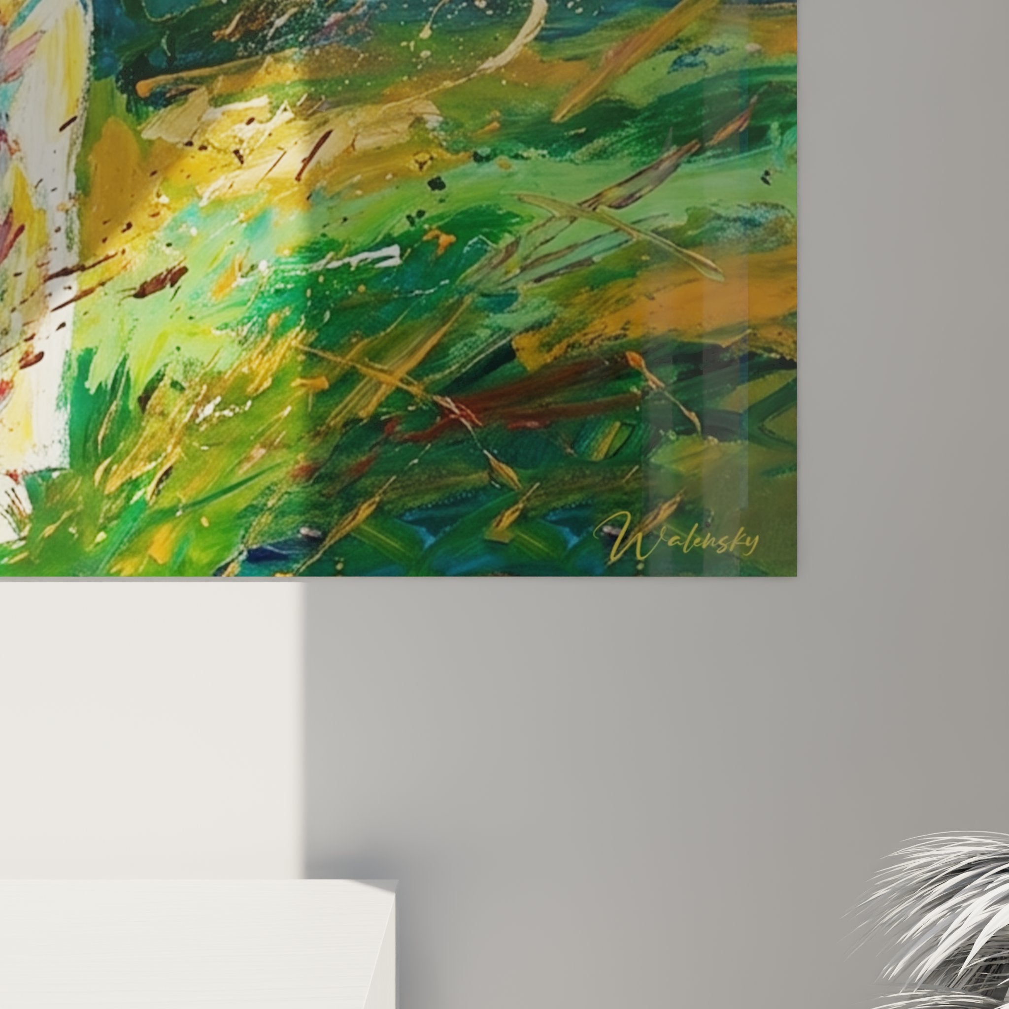 Vue d'ensemble du tableau golf swing dans un intérieur contemporain, art sportif mural décoratif