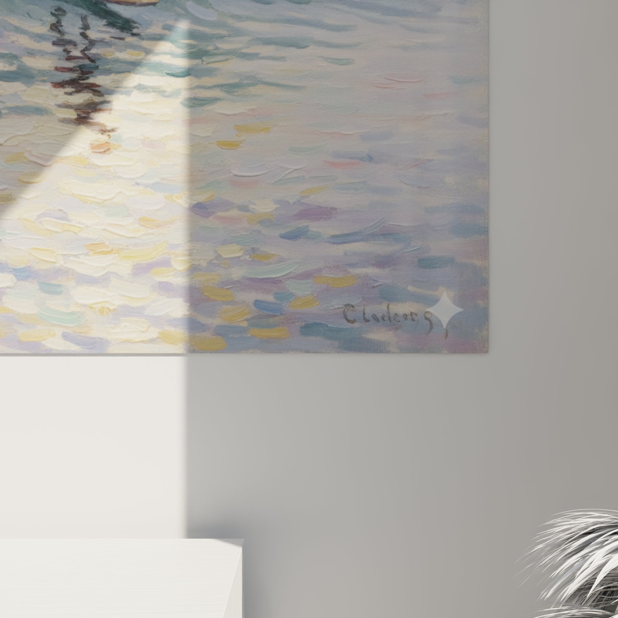 Vue d'ensemble du tableau surfeur dans un intérieur contemporain, art mural décoratif surf