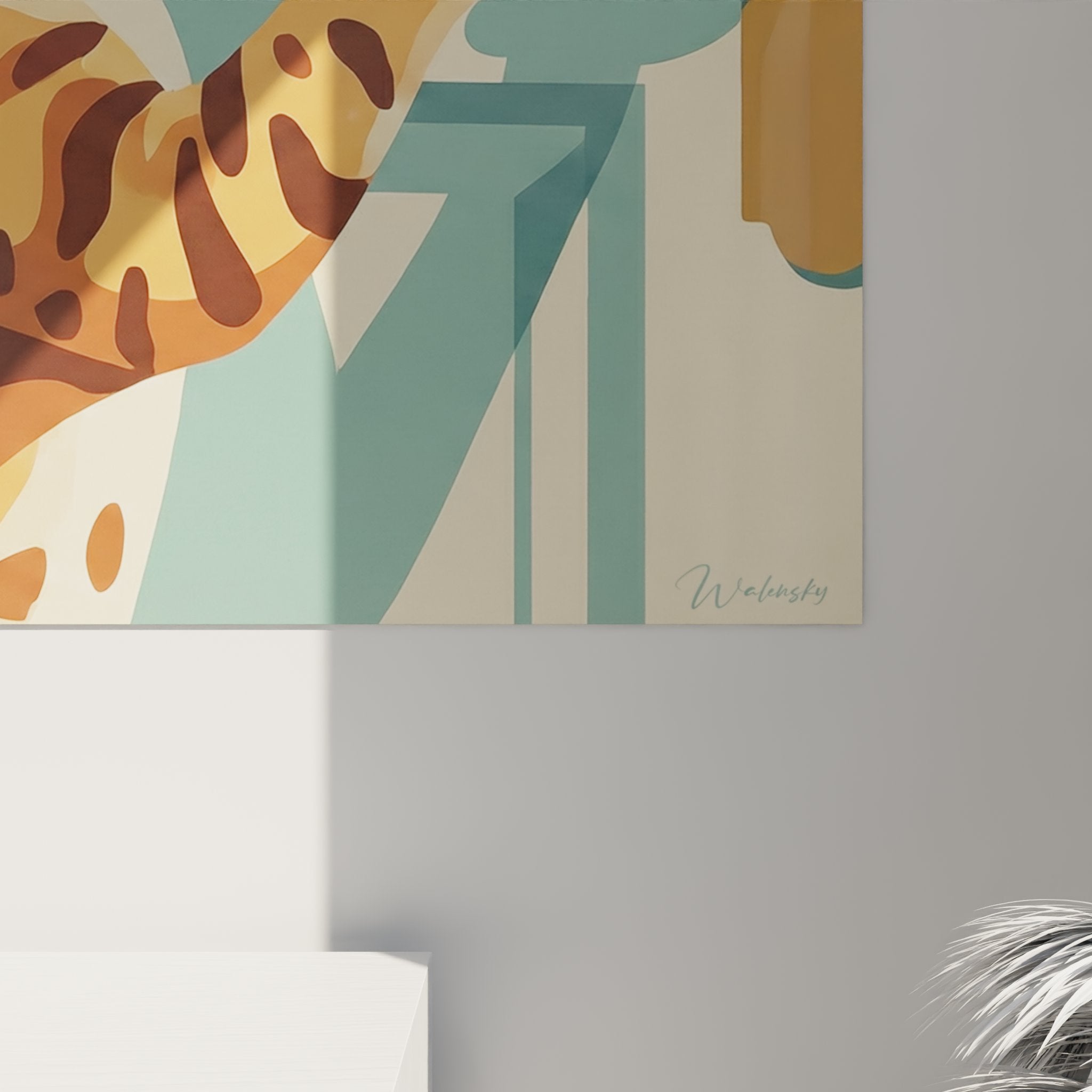 Vue d'ensemble du tableau chat Bengal dans un intérieur contemporain, effet décoratif saisissant
