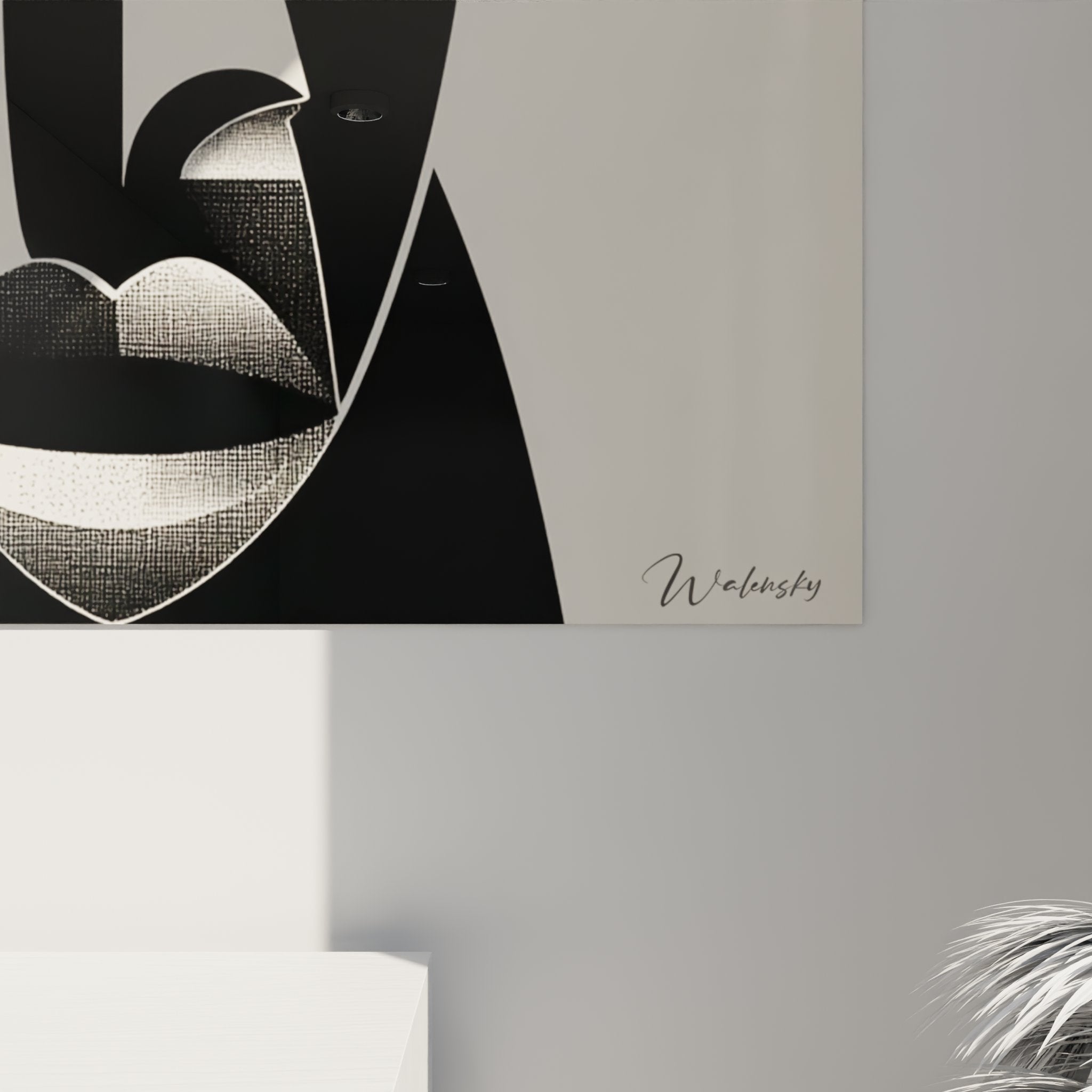 Panoramica quadro arte tribale africana, stile cubista geometrico decorazione interni contemporaneo