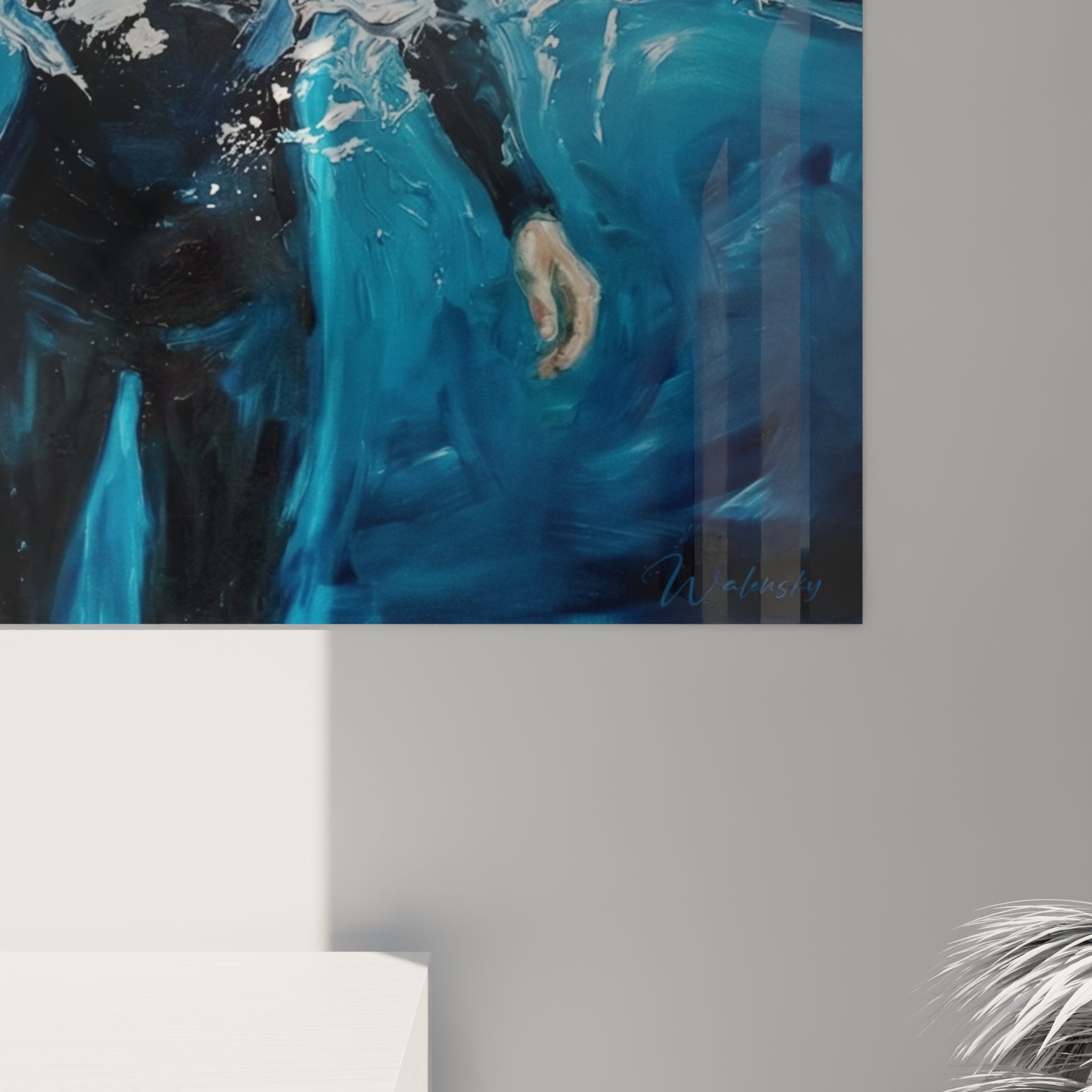 Full view diver ocean painting wall perspective interior decoration marine diving theme