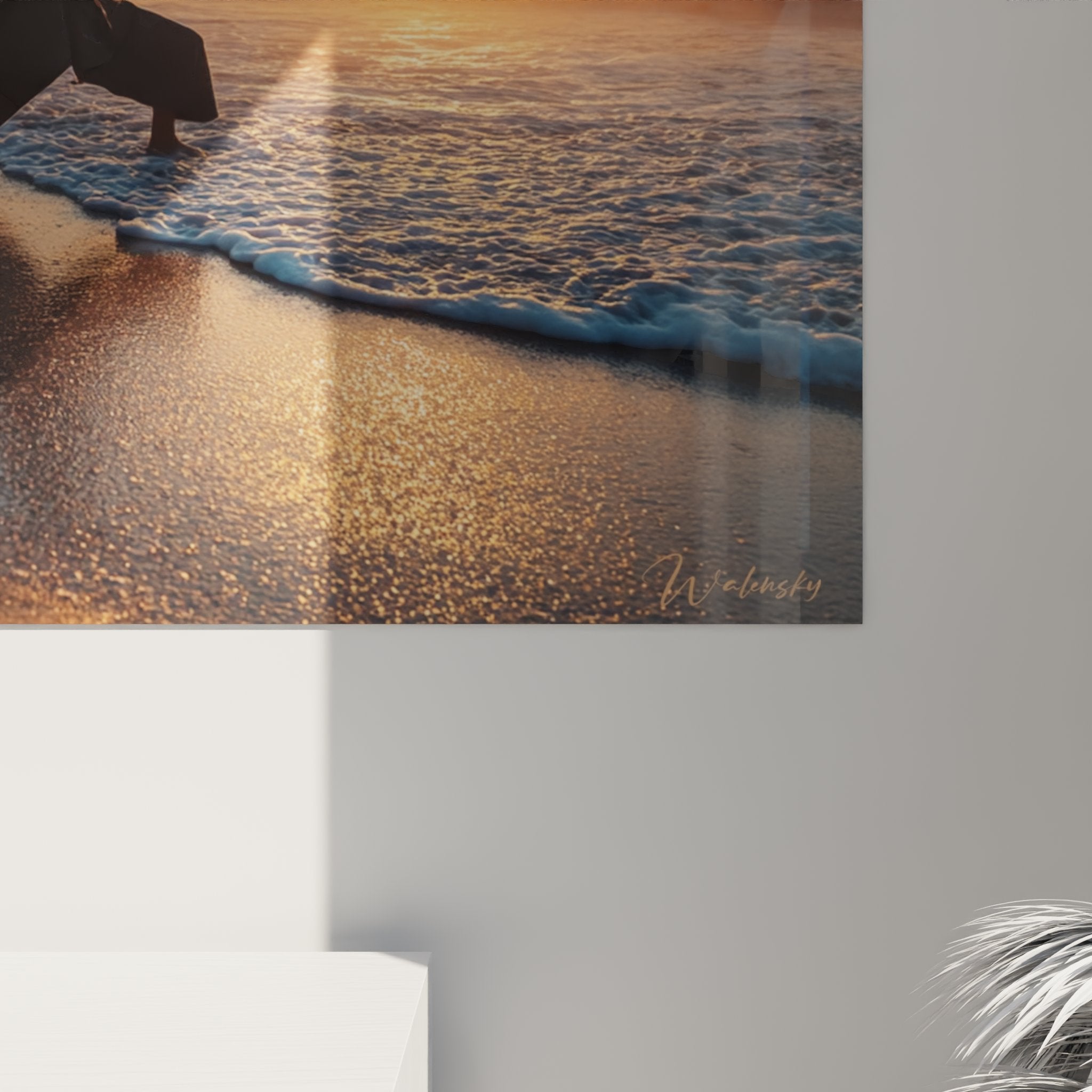 Vue ensemble tableau karate mural decoration interieur coucher soleil ocean