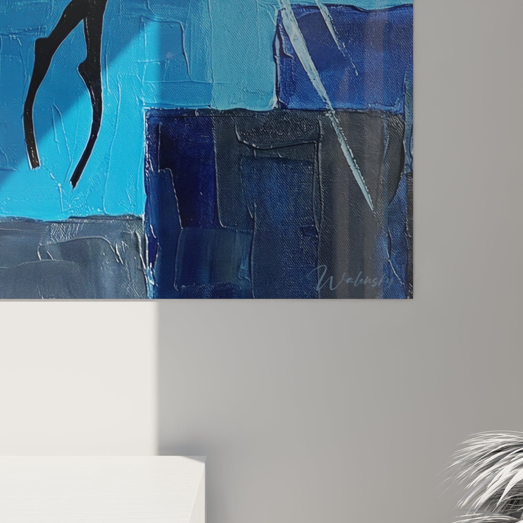 Overview of the underwater artwork displaying the harmony of blue colors and geometric composition