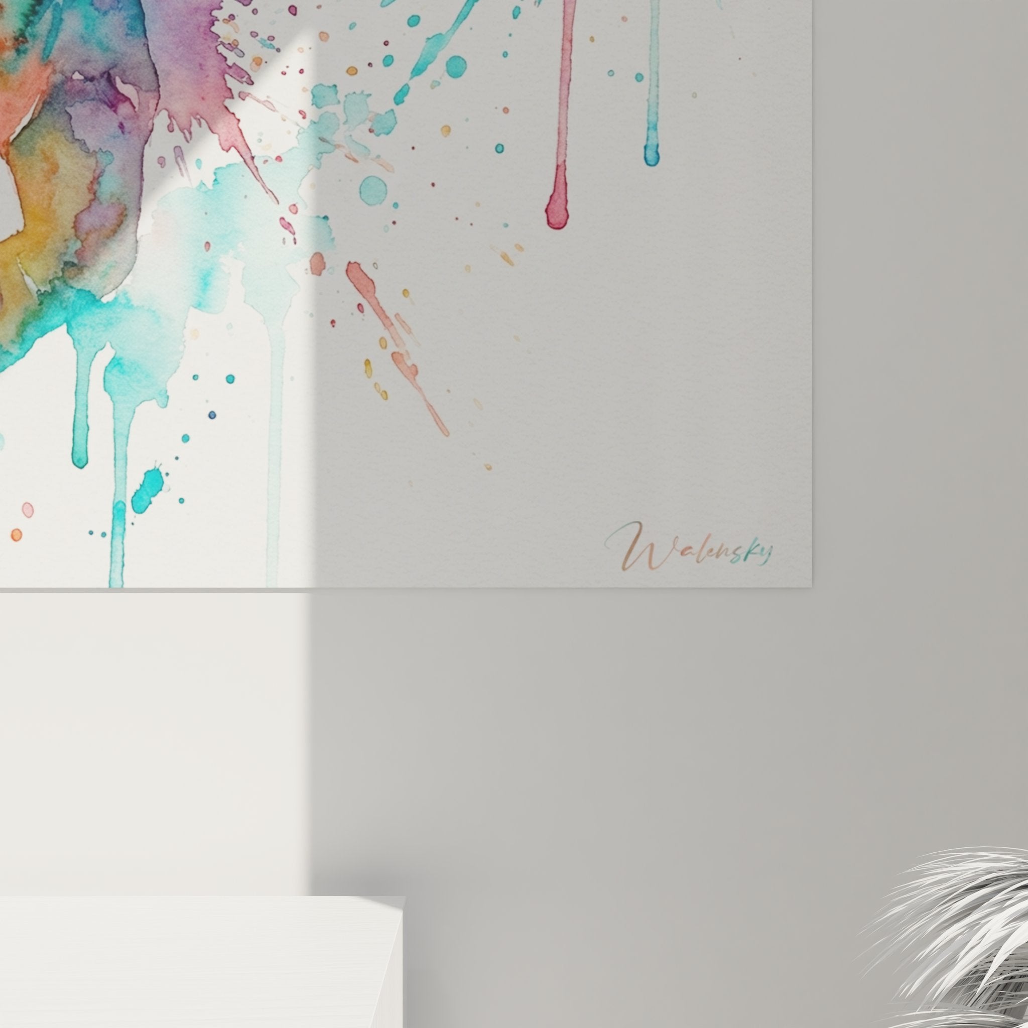 Vue d'ensemble tableau football aquarelle coloré avec projections peinture et effet mouvement artistique