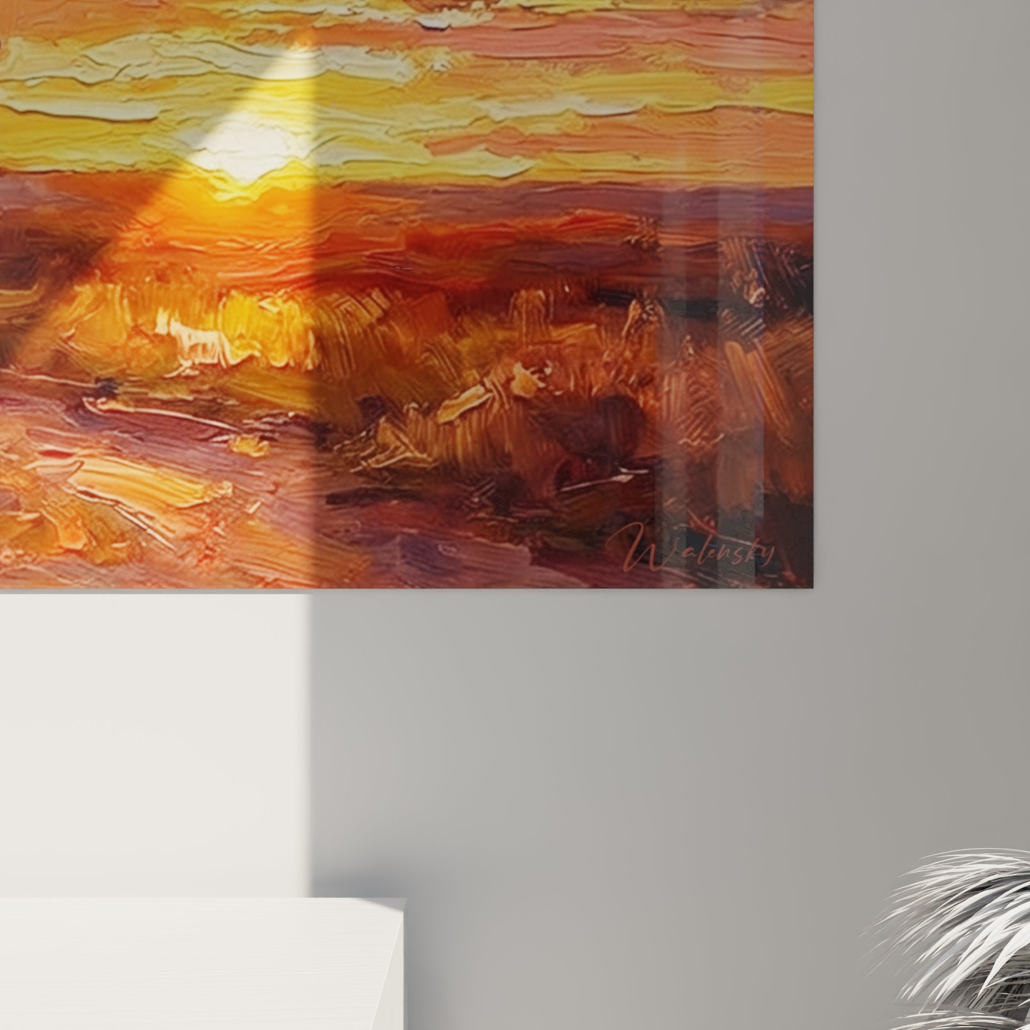 Vue ensemble tableau coureur sunset running decoration interieur art mural sport passion