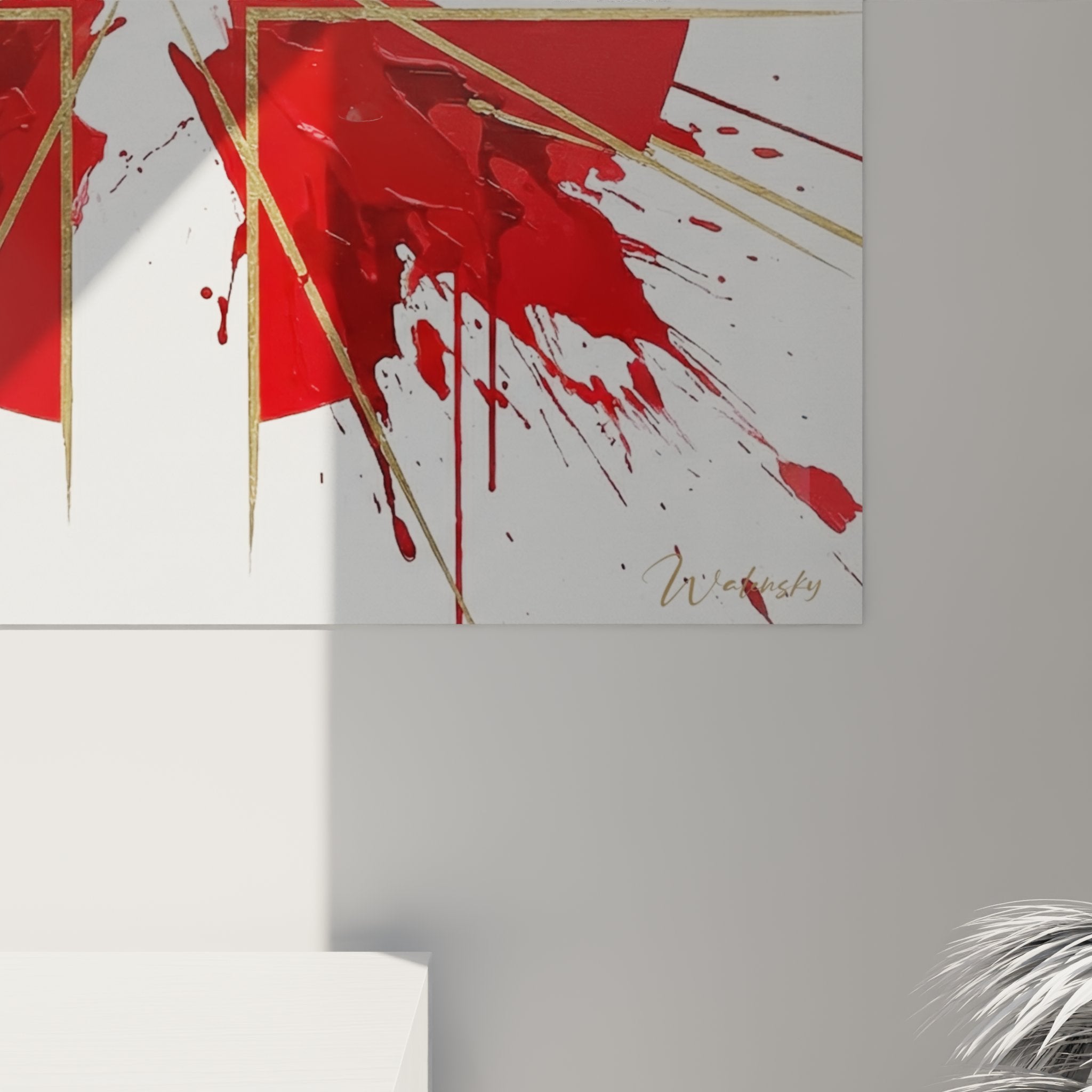 Vista d'insieme quadro Union Jack stilizzato con proiezioni di colore rosso - Edizione La Savoie