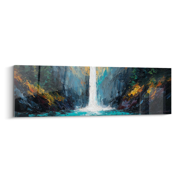 Cuadro Cascada Majestuosa con Reflejos Turquesa y Salpicaduras Blancas - Serenidad Acuática - Edición Feng Shui Norte Agua