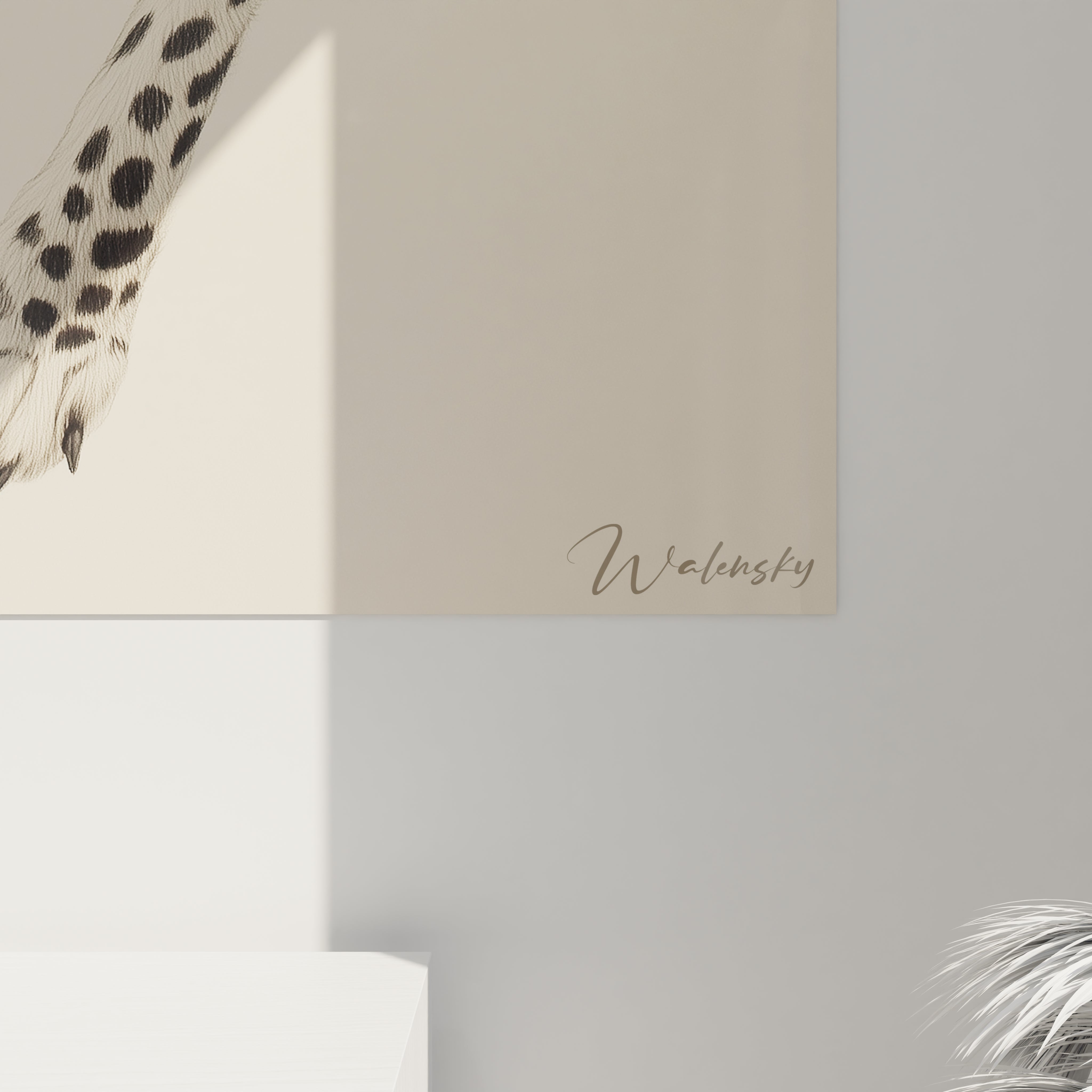 Tableau guépard minimaliste de Walensky avec des motifs de taches sur fond beige