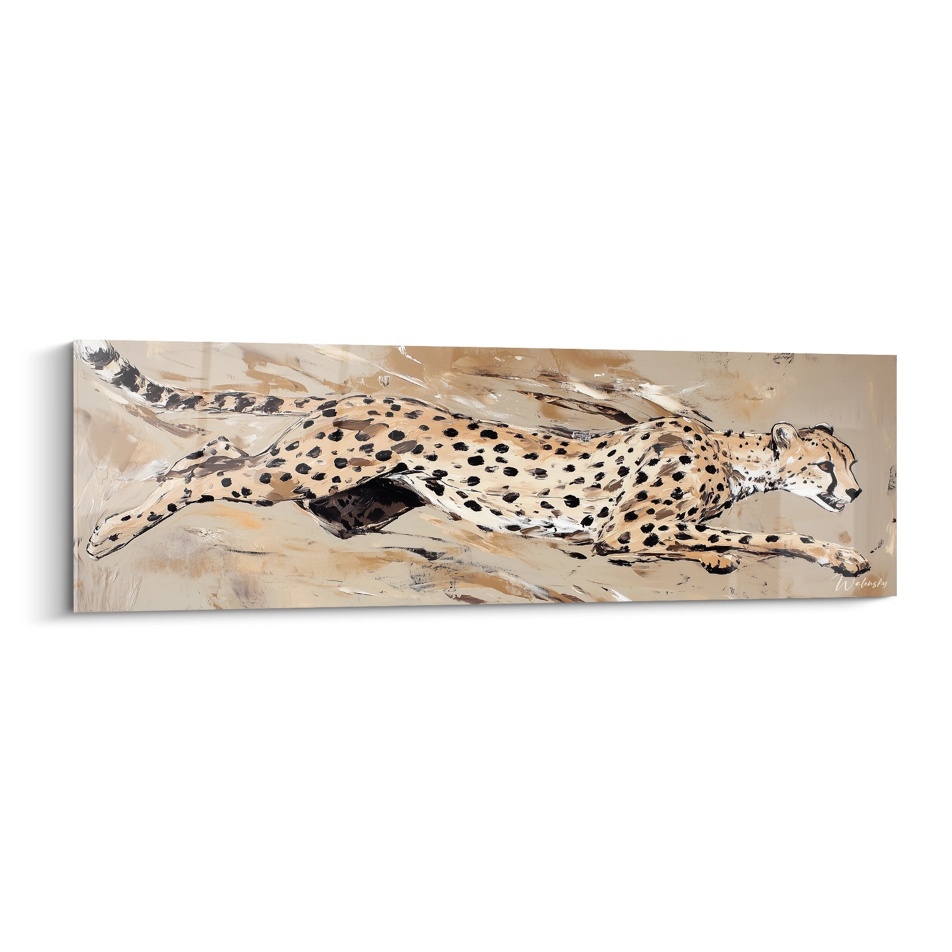 Tableau guépard Walensky en pleine course avec un design moderne et artistique