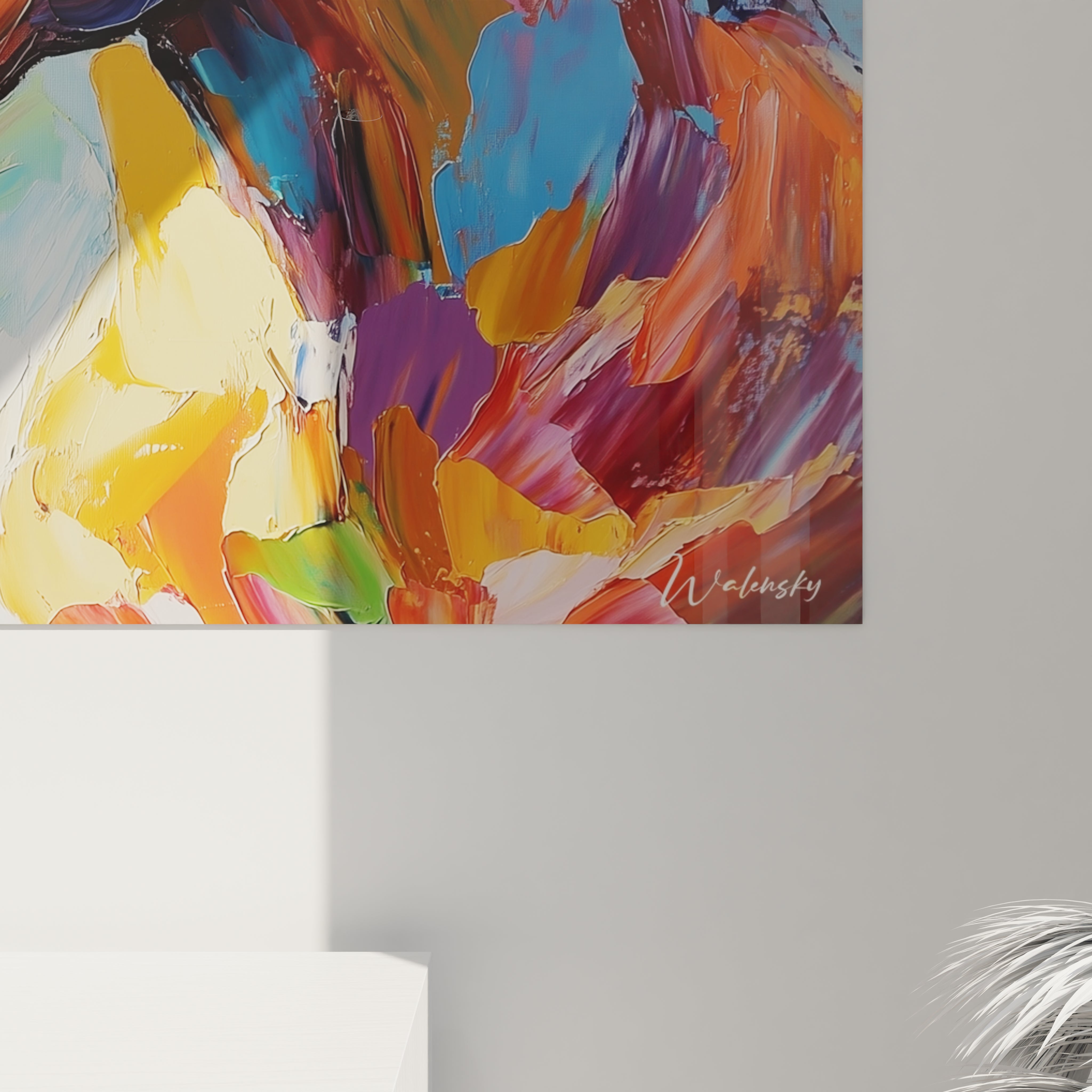 Tableau cheval Walensky en peinture vive aux couleurs éclatantes, ajoutant une touche artistique à n'importe quel espace