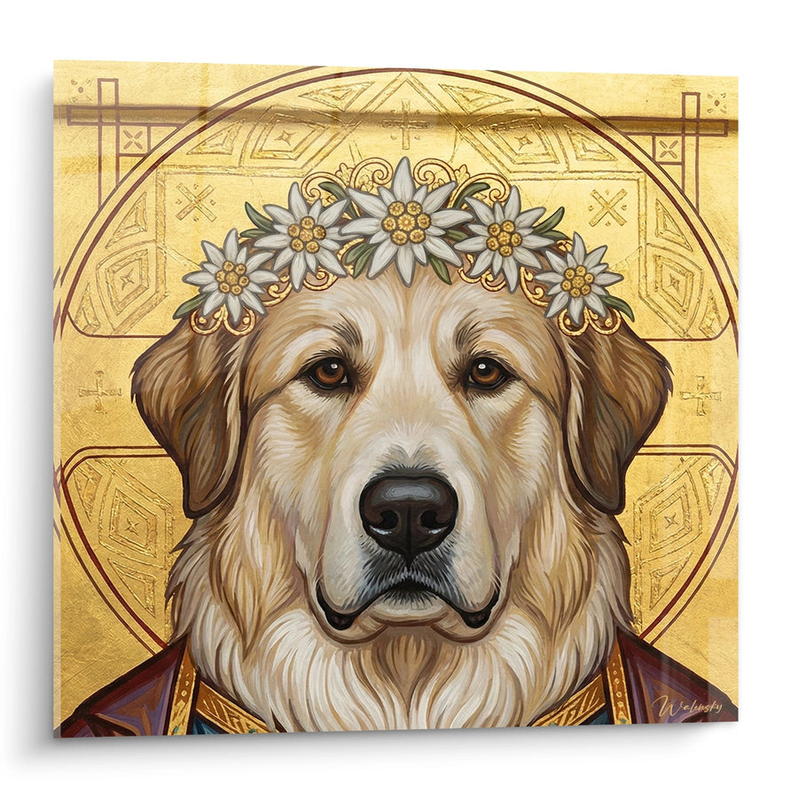 Tableau Chien Doré à Couronne Florale - Saint Canin - Edition Montagne des Pyrénées
