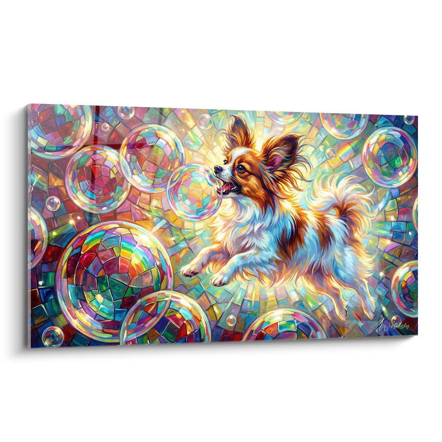 Obraz Psy Papillon w Iridescentnych Bąbelkach - Kolorowa Symfonia - Edycja Psy Papillon