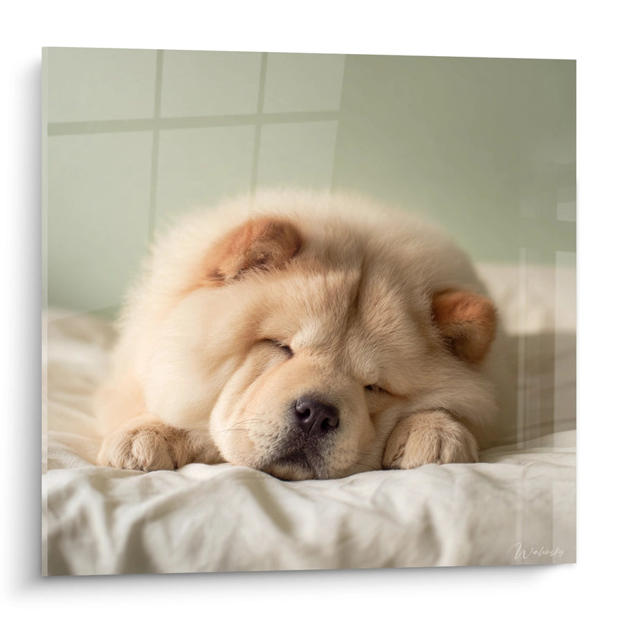 Tableau Chiot Chow Chow Endormi aux Tons Crème et Beige - Douceur Paisible - Edition Chow Chow