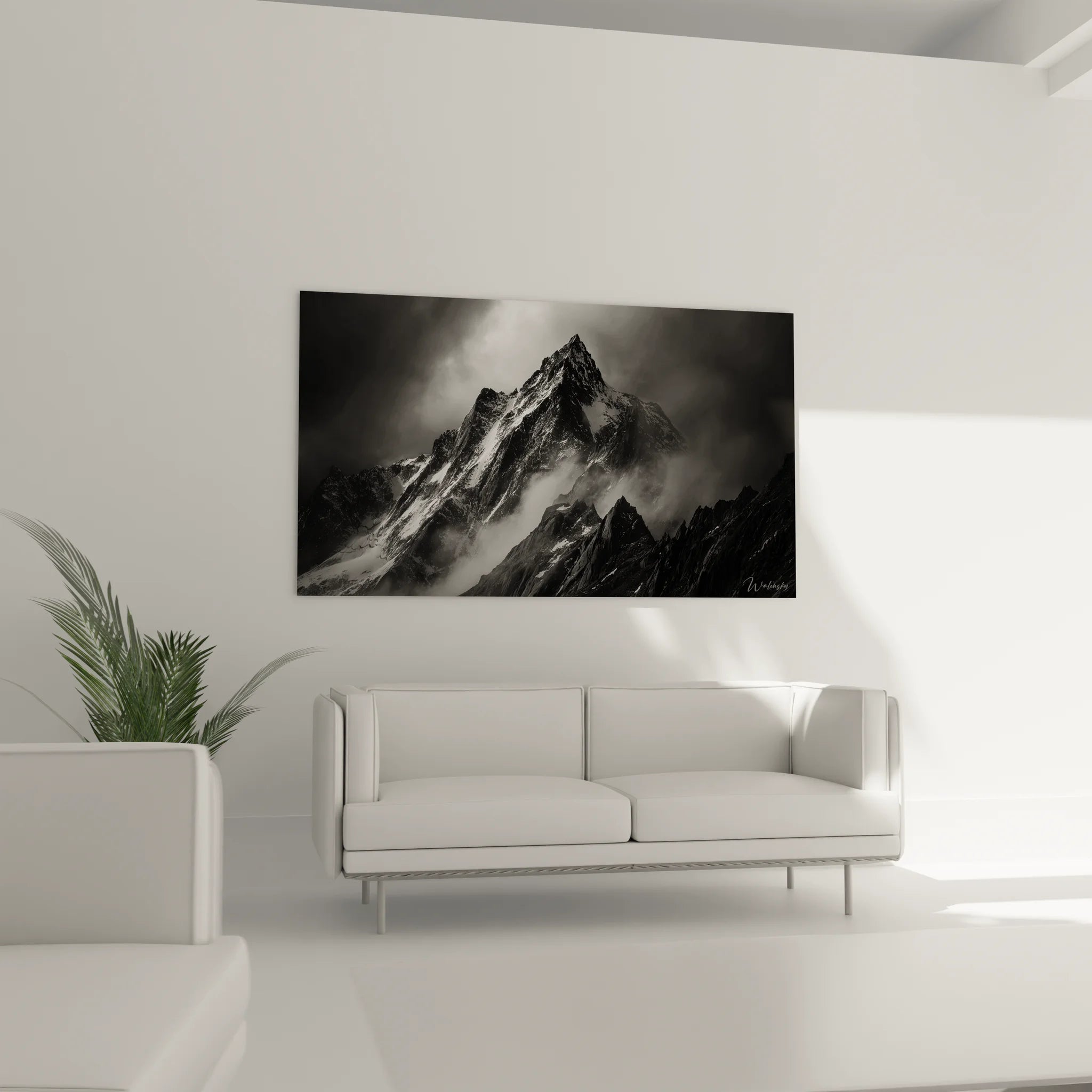 Gros plan détails tableau montagne noir blanc texture roche neige contraste art photographique paysage alpin