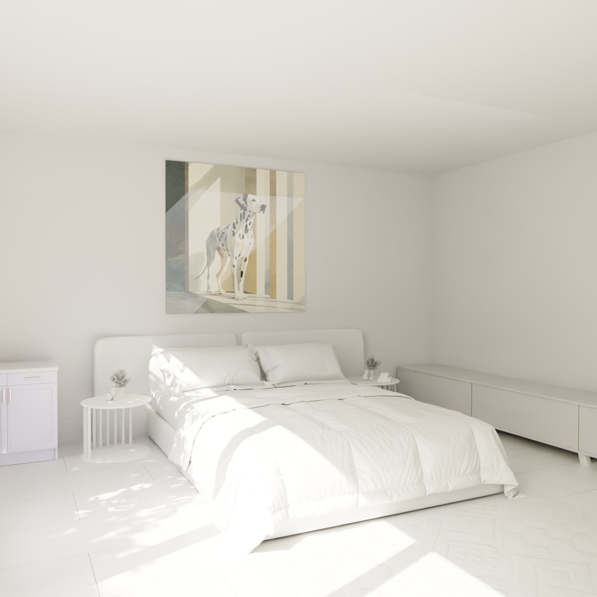 Elegant dalmatian bedroom artwork contemporary wall art neutral soothing tones