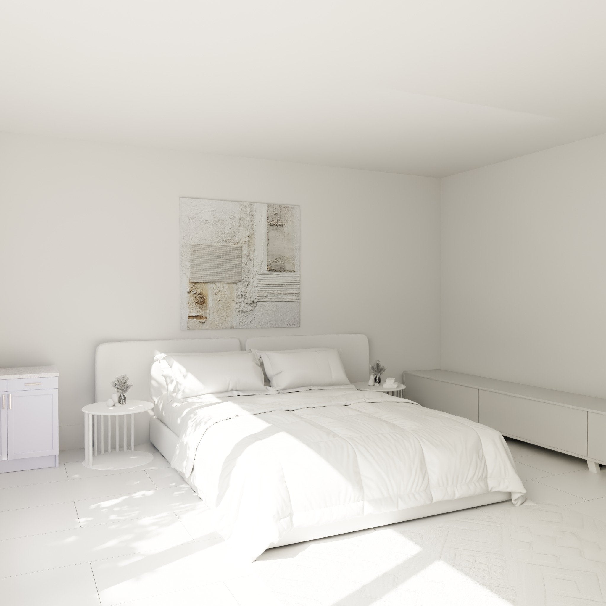 Decoration murale abstraite chambre textures blanches minimaliste feng shui nord ouest metal