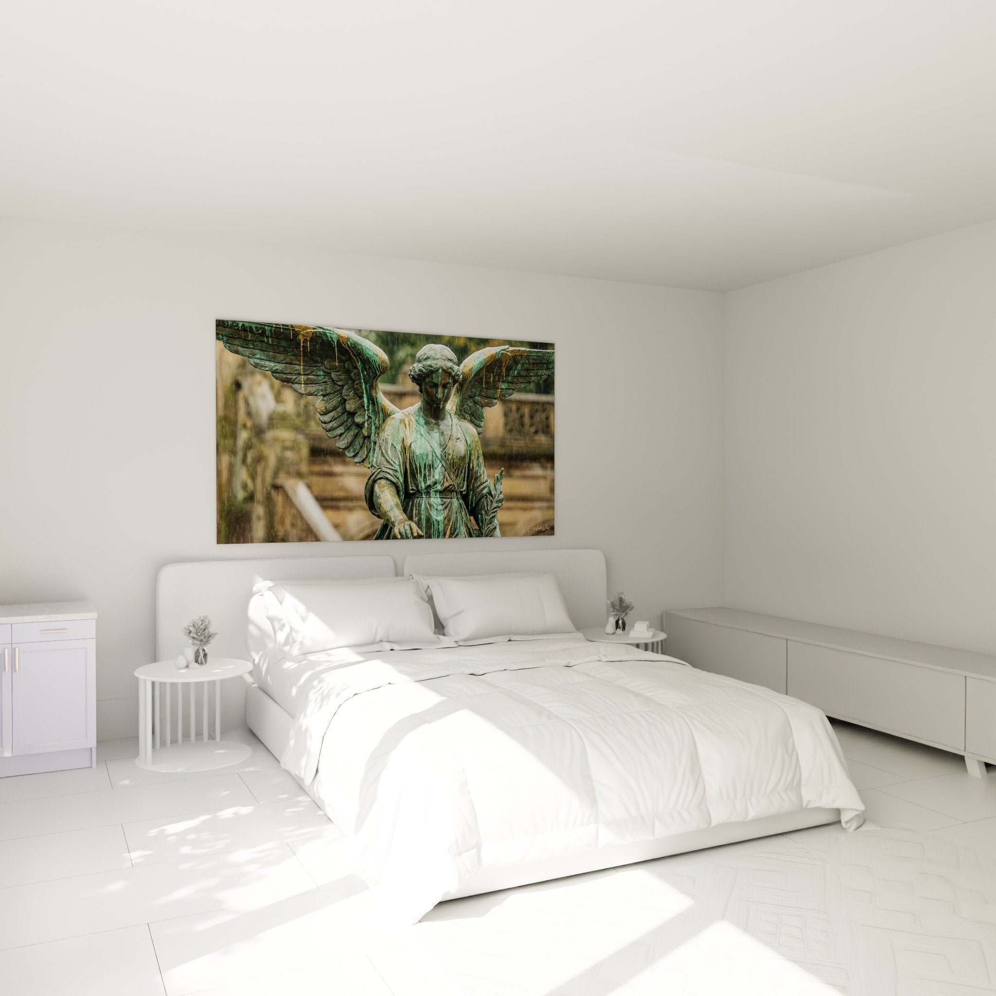 Decoration chambre tableau ange bronze protecteur ambiance apaisante spirituelle murale