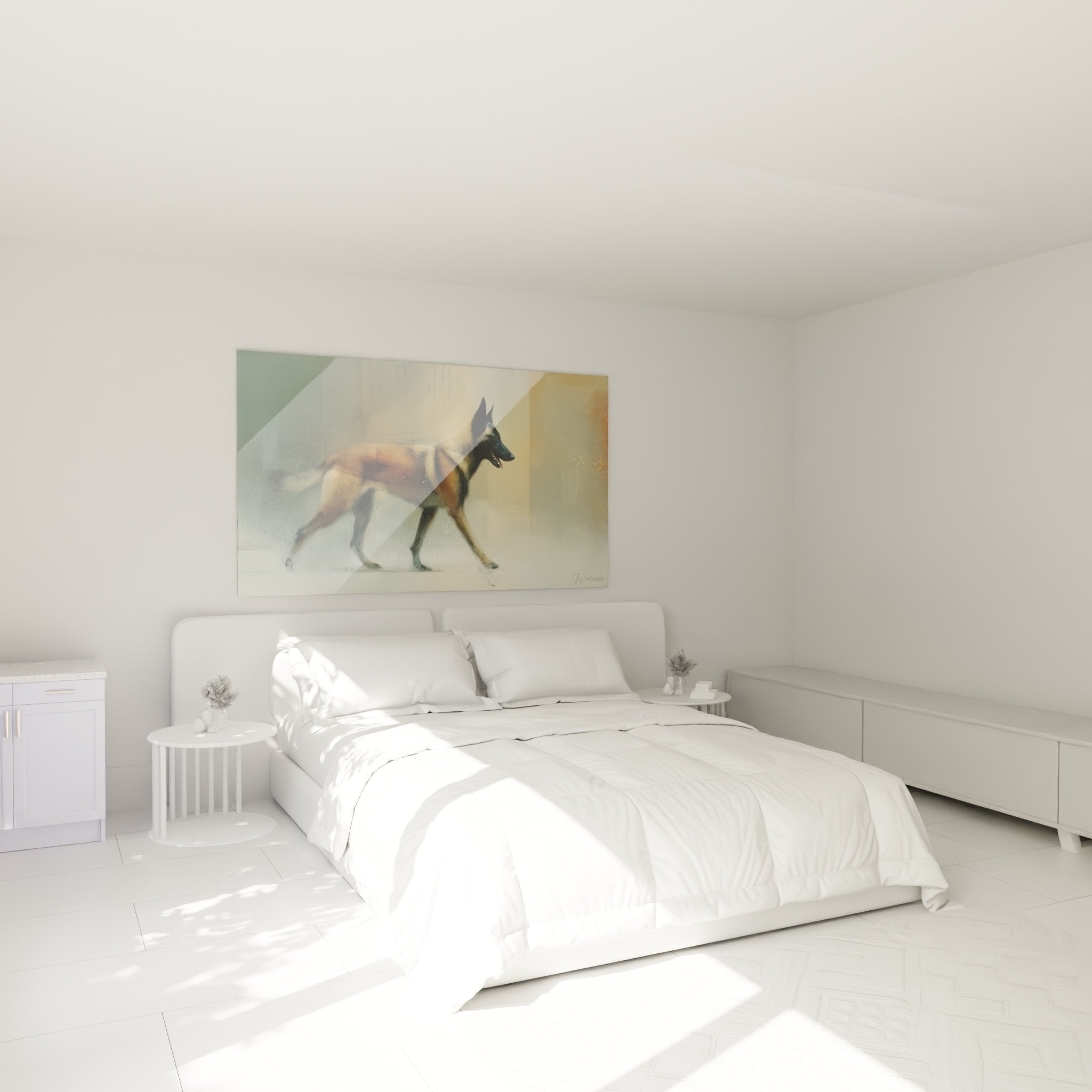 decoration chambre tableau berger belge malinois mouvement ambiance doree chaleureuse