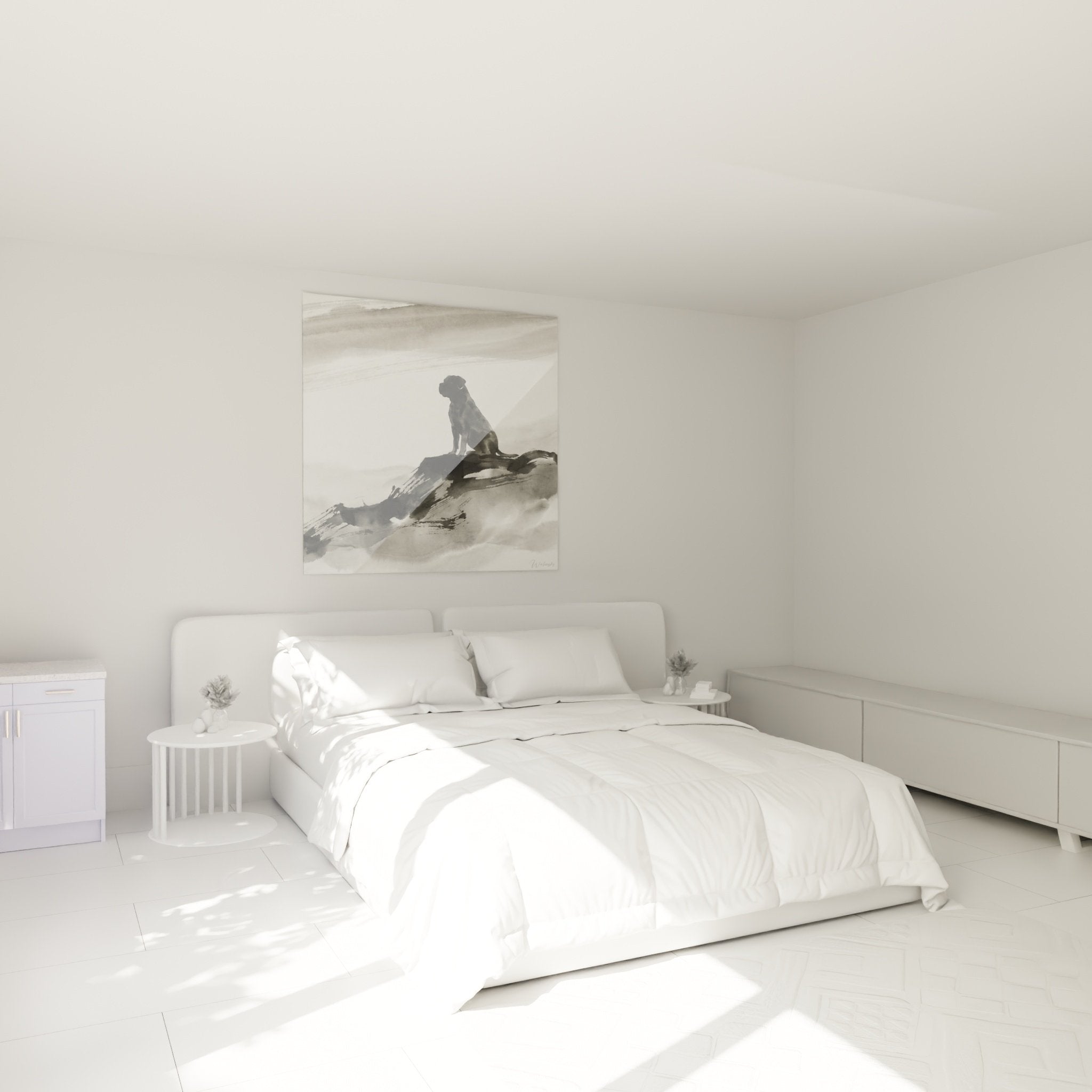 Décoration chambre avec tableau Bullmastiff à l'encre de Chine, ambiance zen et apaisante