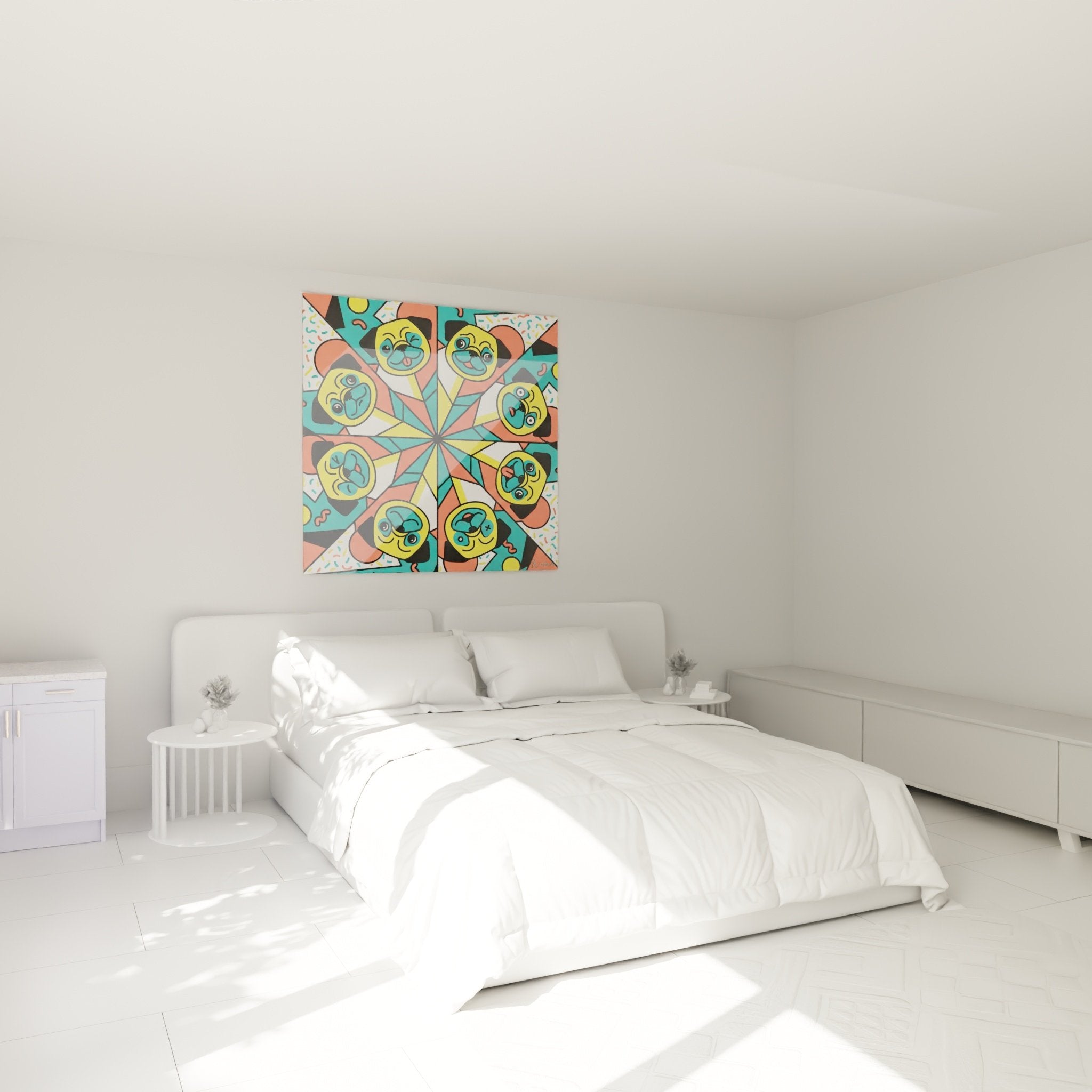 decoration murale chambre carlins kaleidoscopique couleurs vives ambiance moderne contemporaine