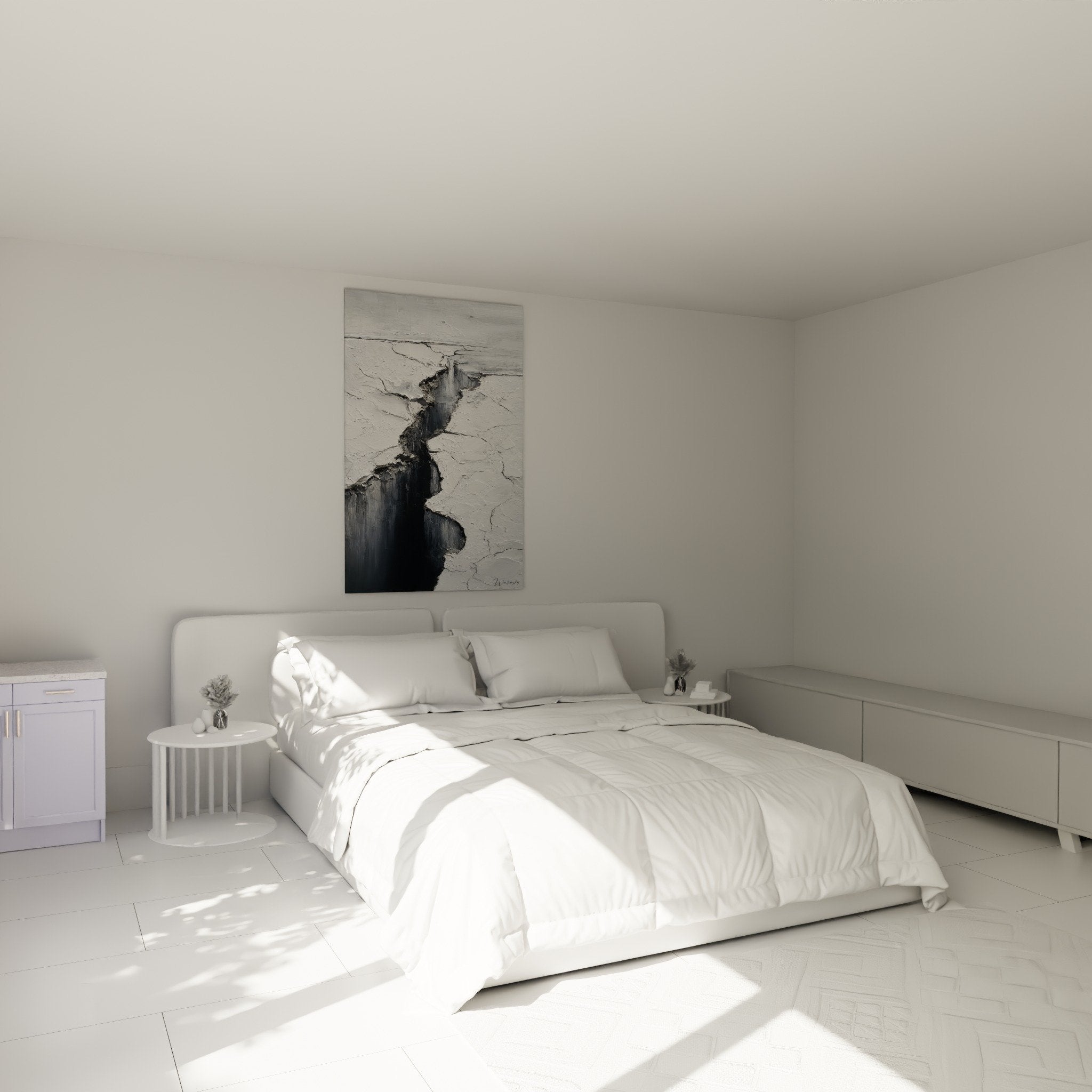 Decoration murale chambre crevasse grise abstract feng shui metal