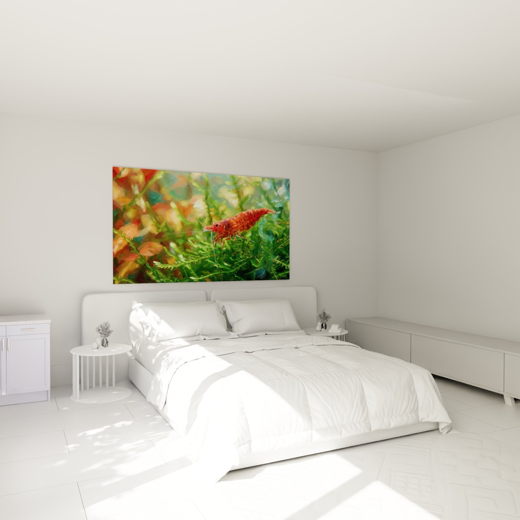 Rotes Garnelen Wandbild Schlafzimmer Dekoration maritime Atmosphäre natürliche Aquaart