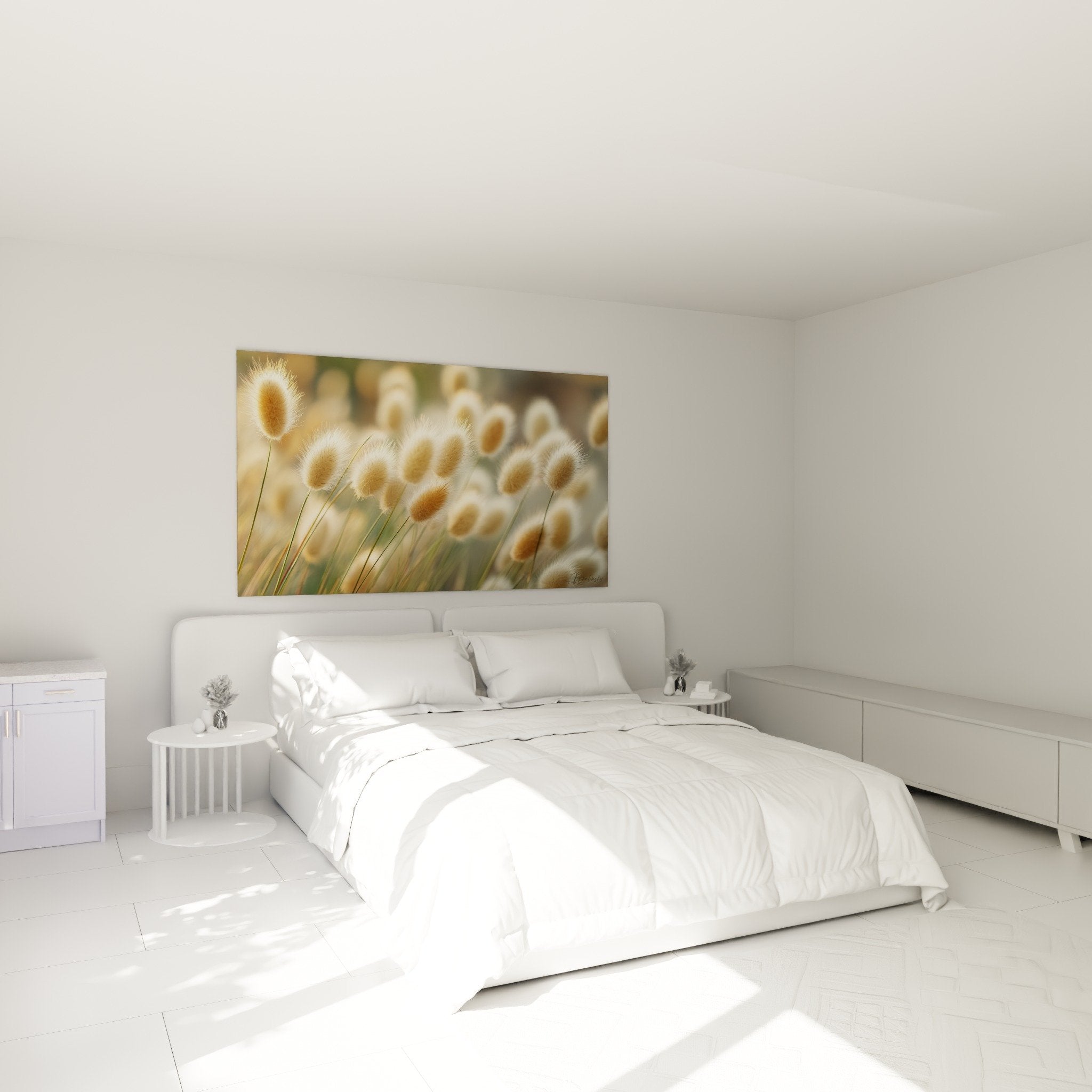 Bedroom wall art grass spikelets golden ears cozy zen natural beige copper ambiance