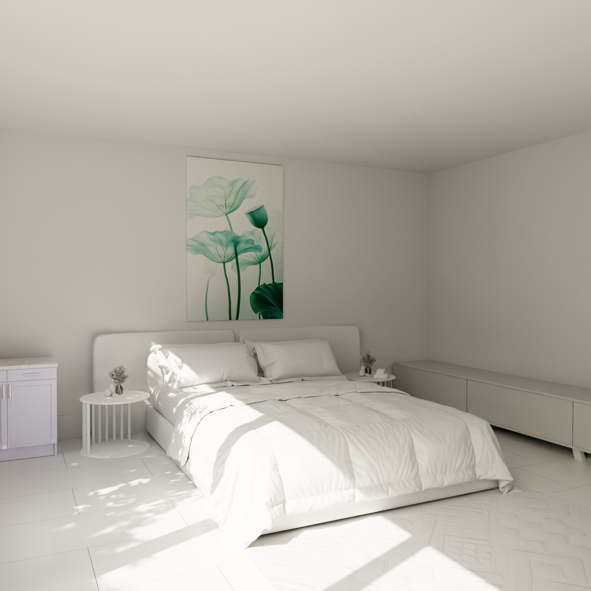 decoration murale chambre nenuphar transparent vert jade ambiance zen reposante apaisante nature aquatique