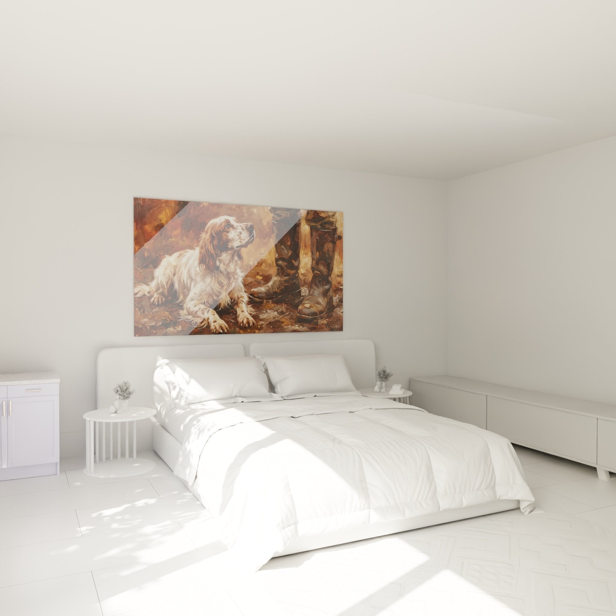 Tableau chien setter anglais chambre décoration murale art canin ambiance chaleureuse