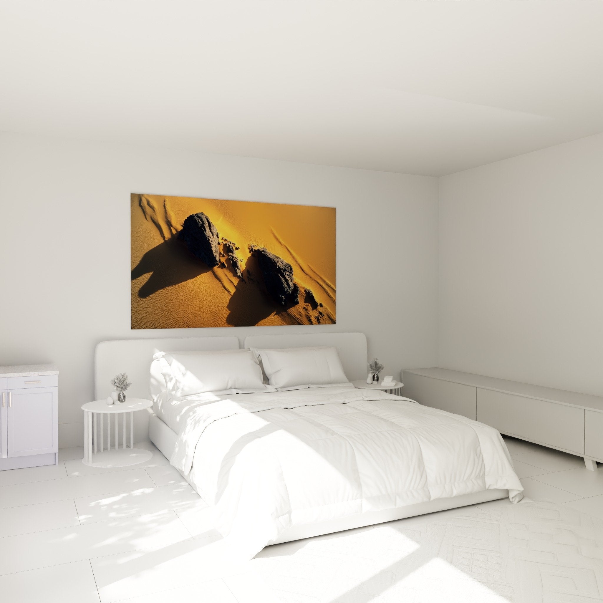 Wall decoration bedroom painting desert rocks golden sand zen atmosphere relaxation