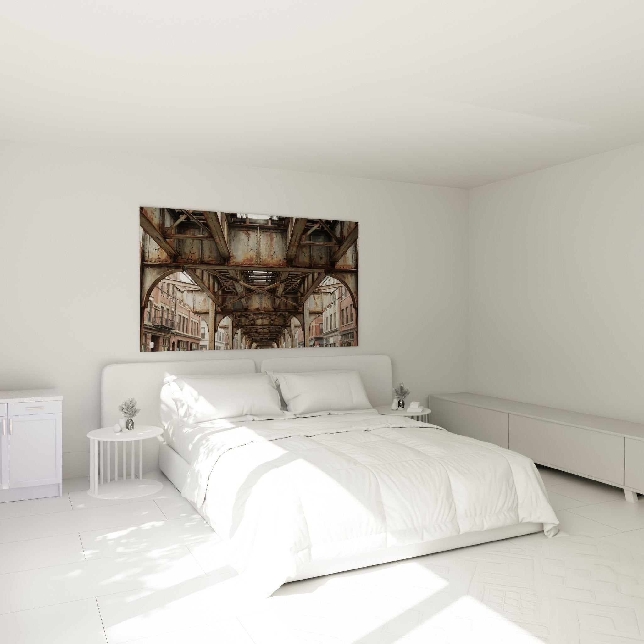 Tableau structure métallique industrielle dans chambre moderne - décoration urbaine Bronx