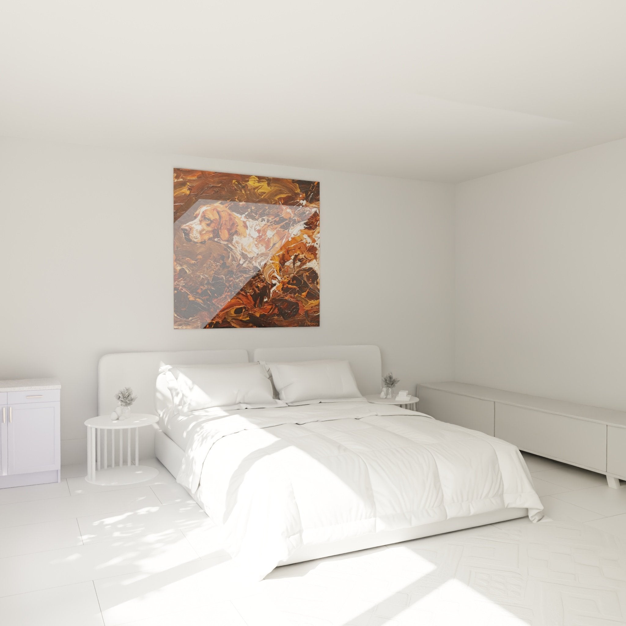 Decorazione camera con quadro Pointer English autunno colori caldi atmosfera accogliente natura