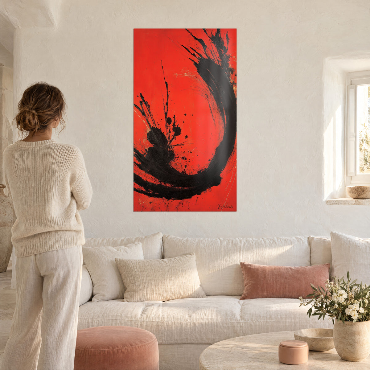 Abstrakte Rot-Schwarz Malerei Feng Shui Süd Feuer